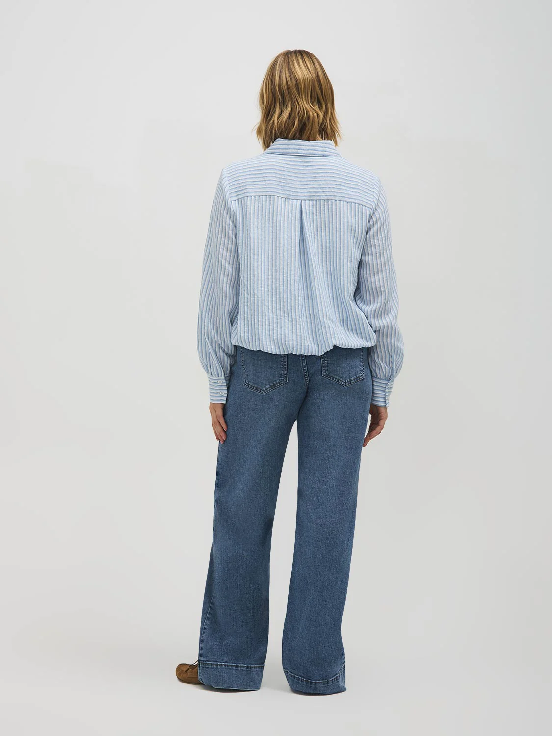 Striped Bubble Hem Blouse - Image 4