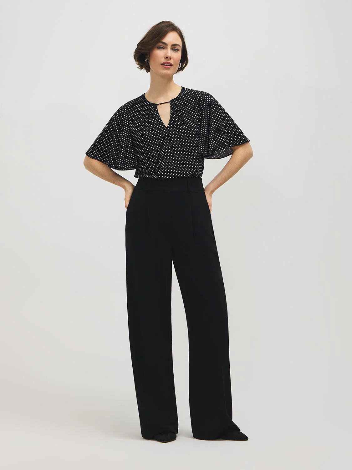 Polka Dot Flutter Sleeve Top - Image 2