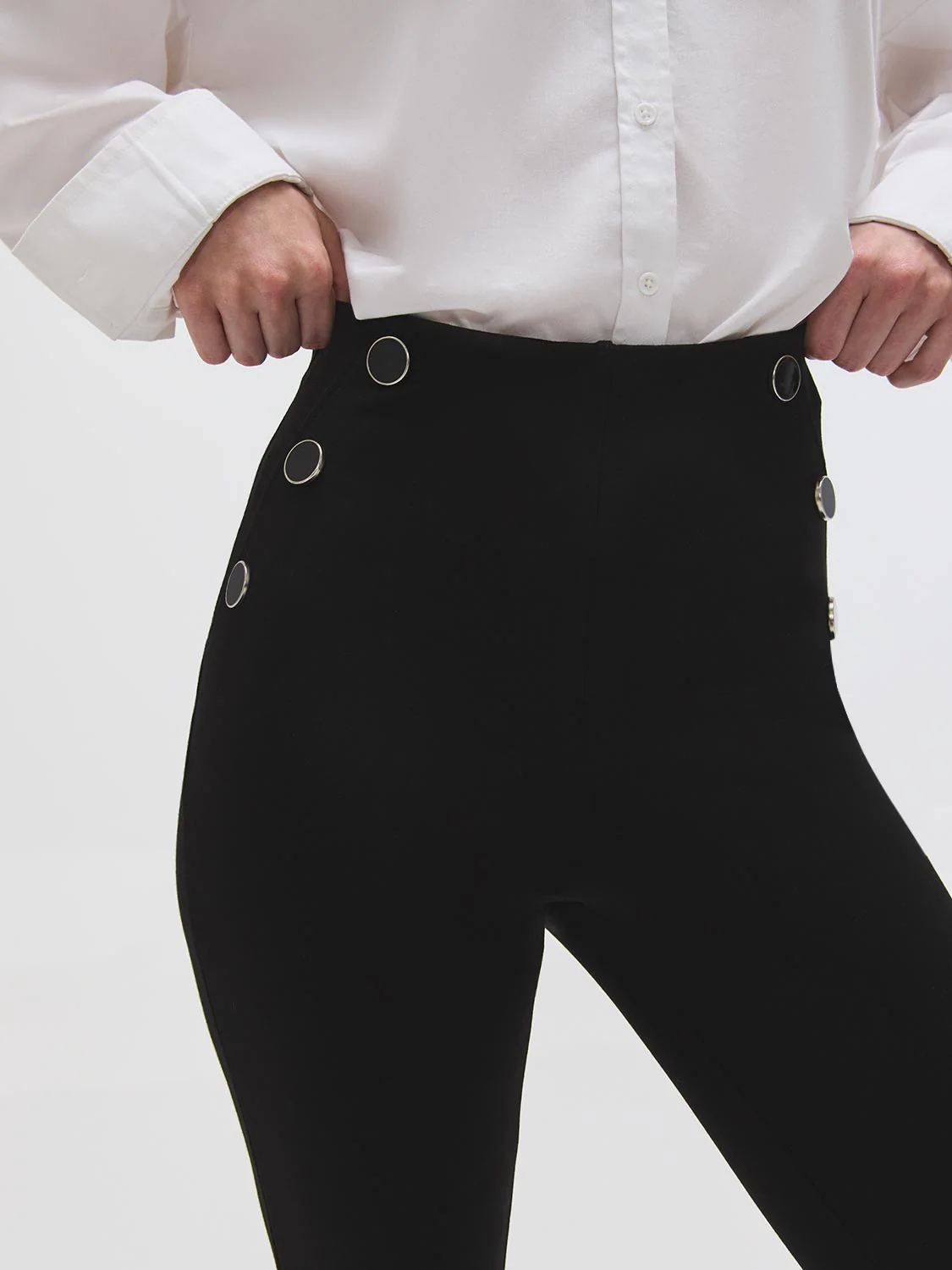 Button Detail Skinny Leg Pants - Image 3