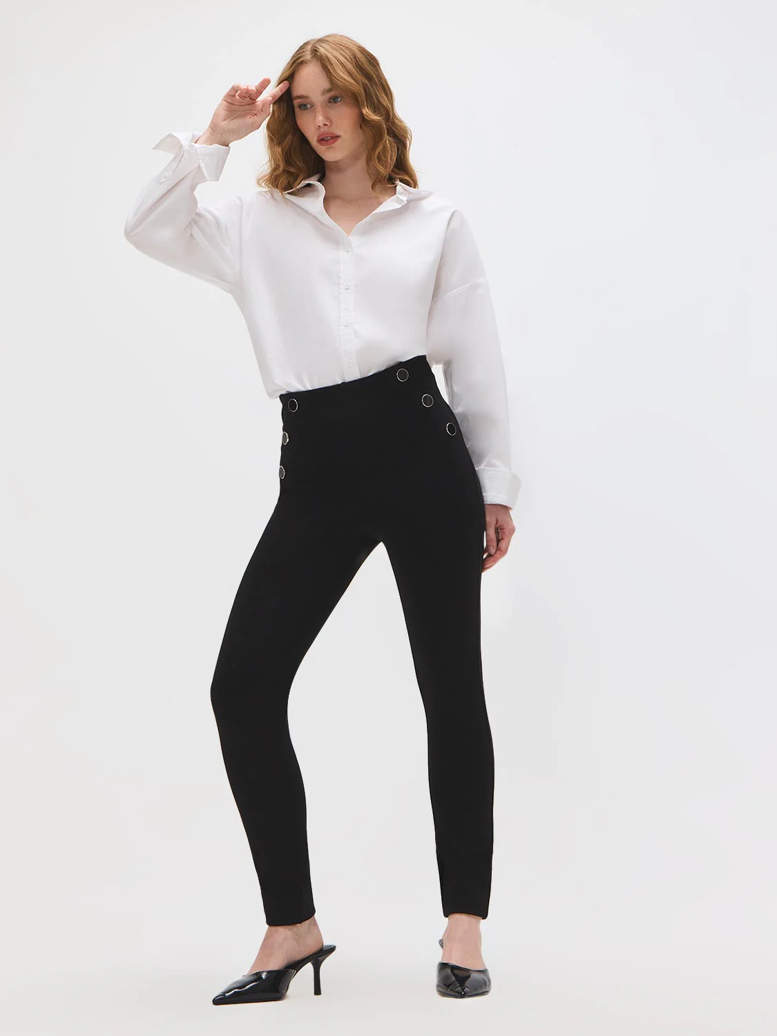 Button Detail Skinny Leg Pants - Image 5
