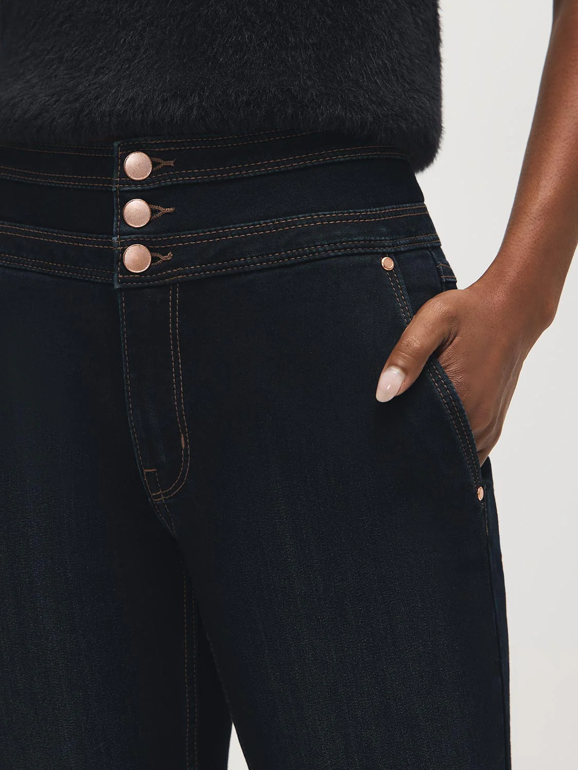 3-Button Waistband Bootcut Jeans - Image 3