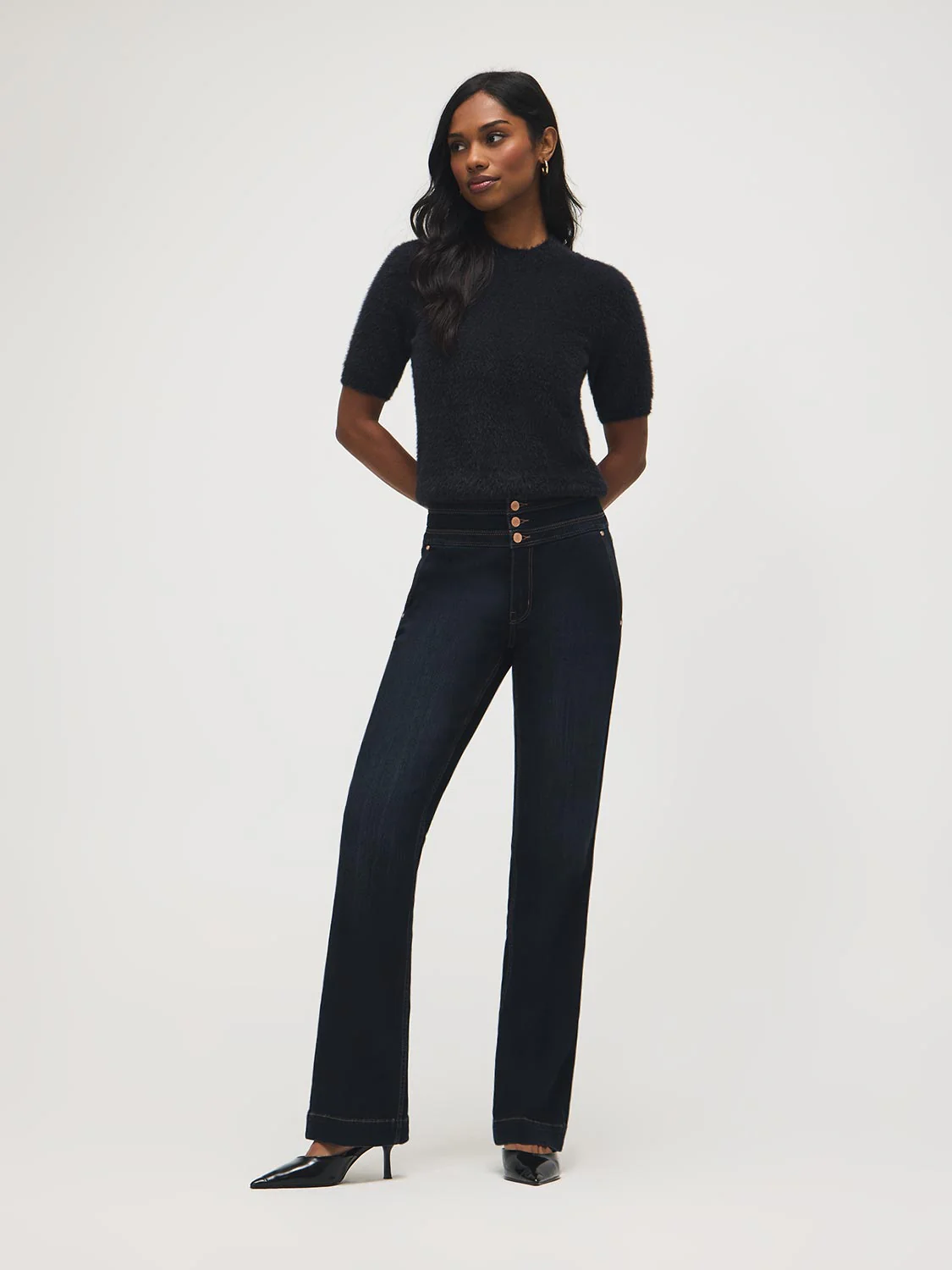 3-Button Waistband Bootcut Jeans - Image 5