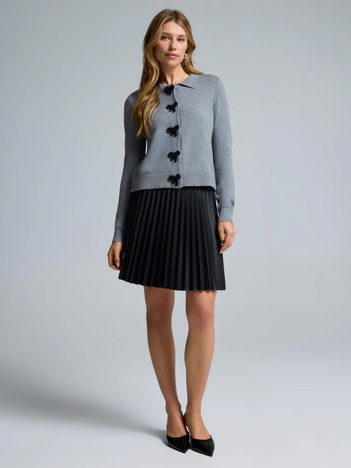 Faux Leather Pleated Mini Skirt - Image 5
