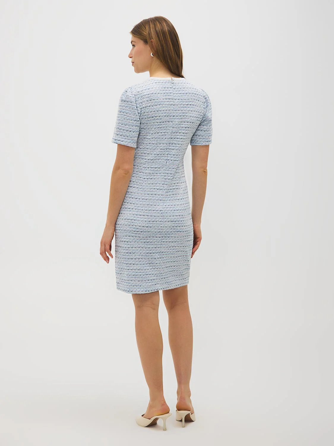Short Sleeve Button-Front Boucle Dress - Image 4