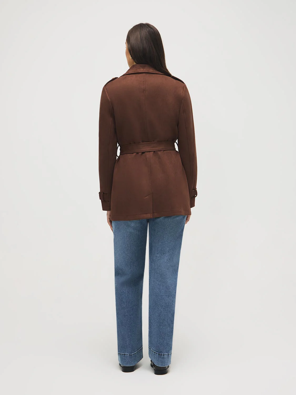 Faux Suede Trench Coat - Image 4