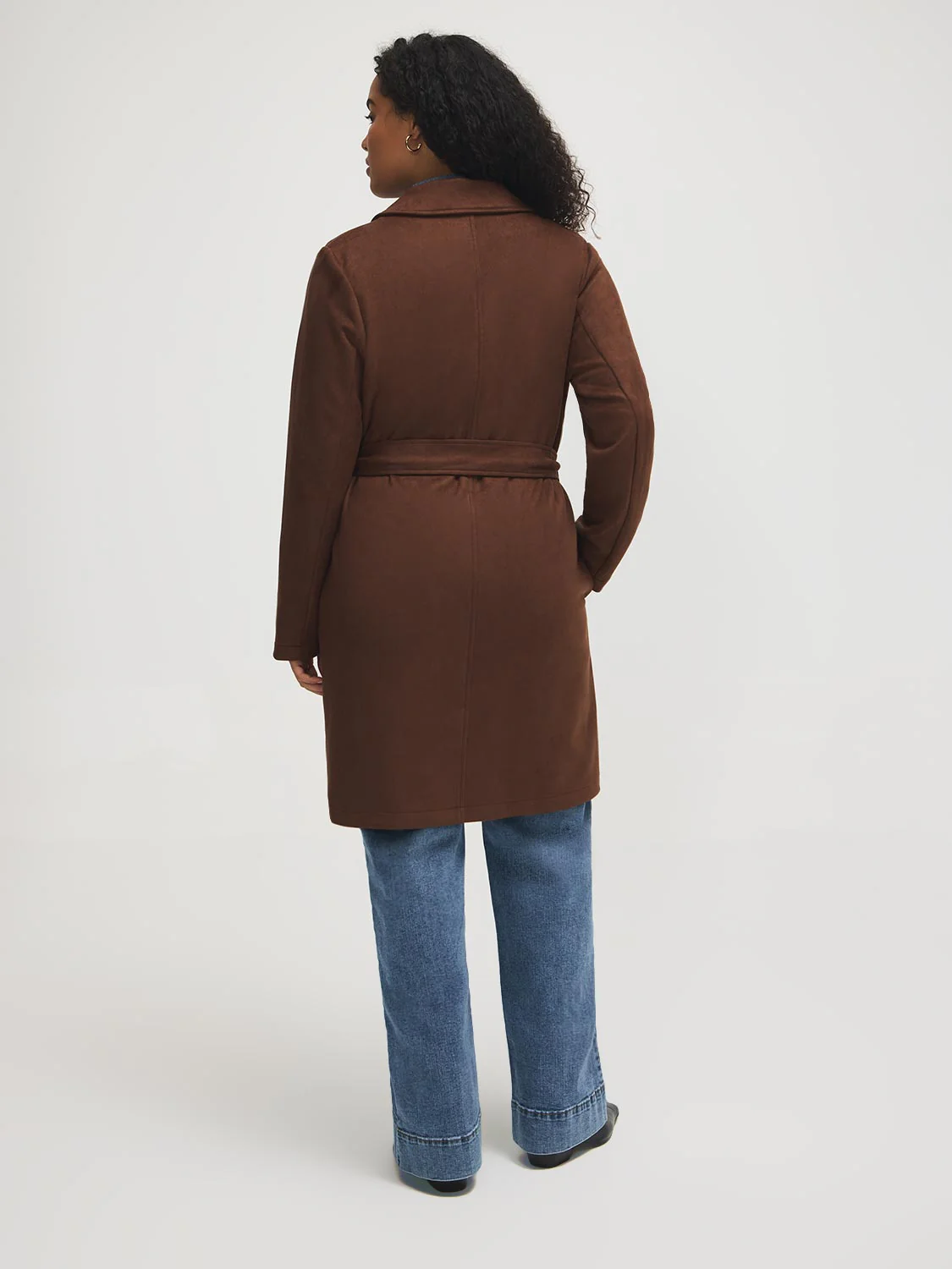 Faux Suede Mid-Length Coat - Image 10
