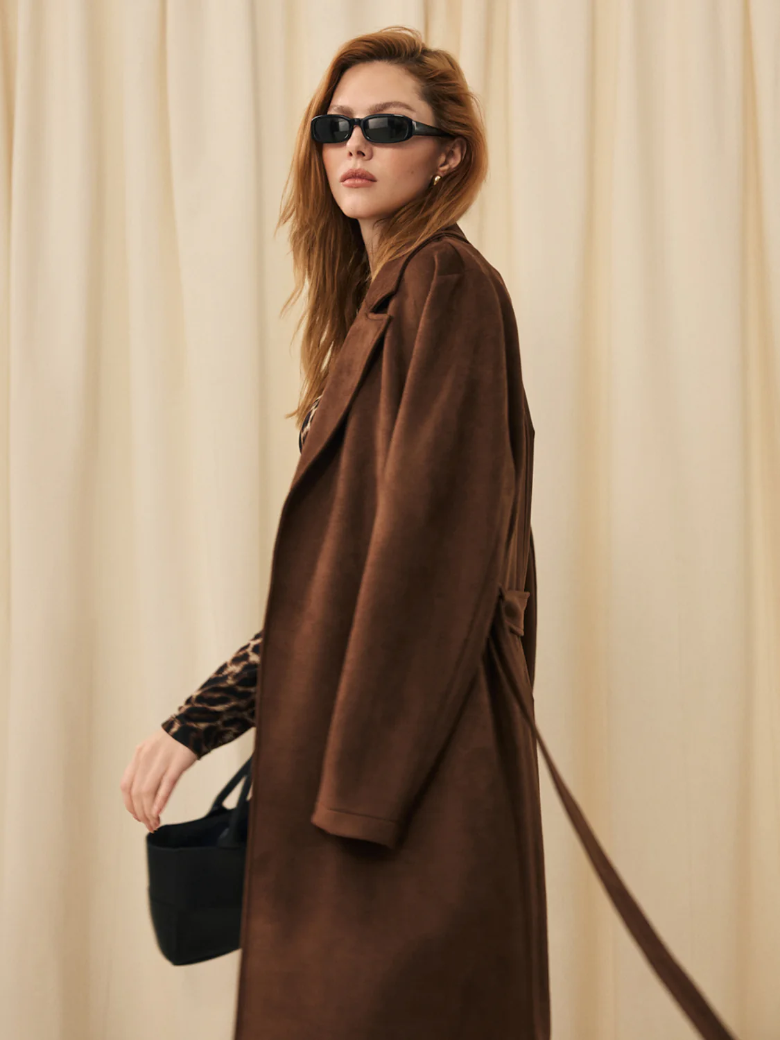 Faux Suede Mid-Length Coat - Image 7