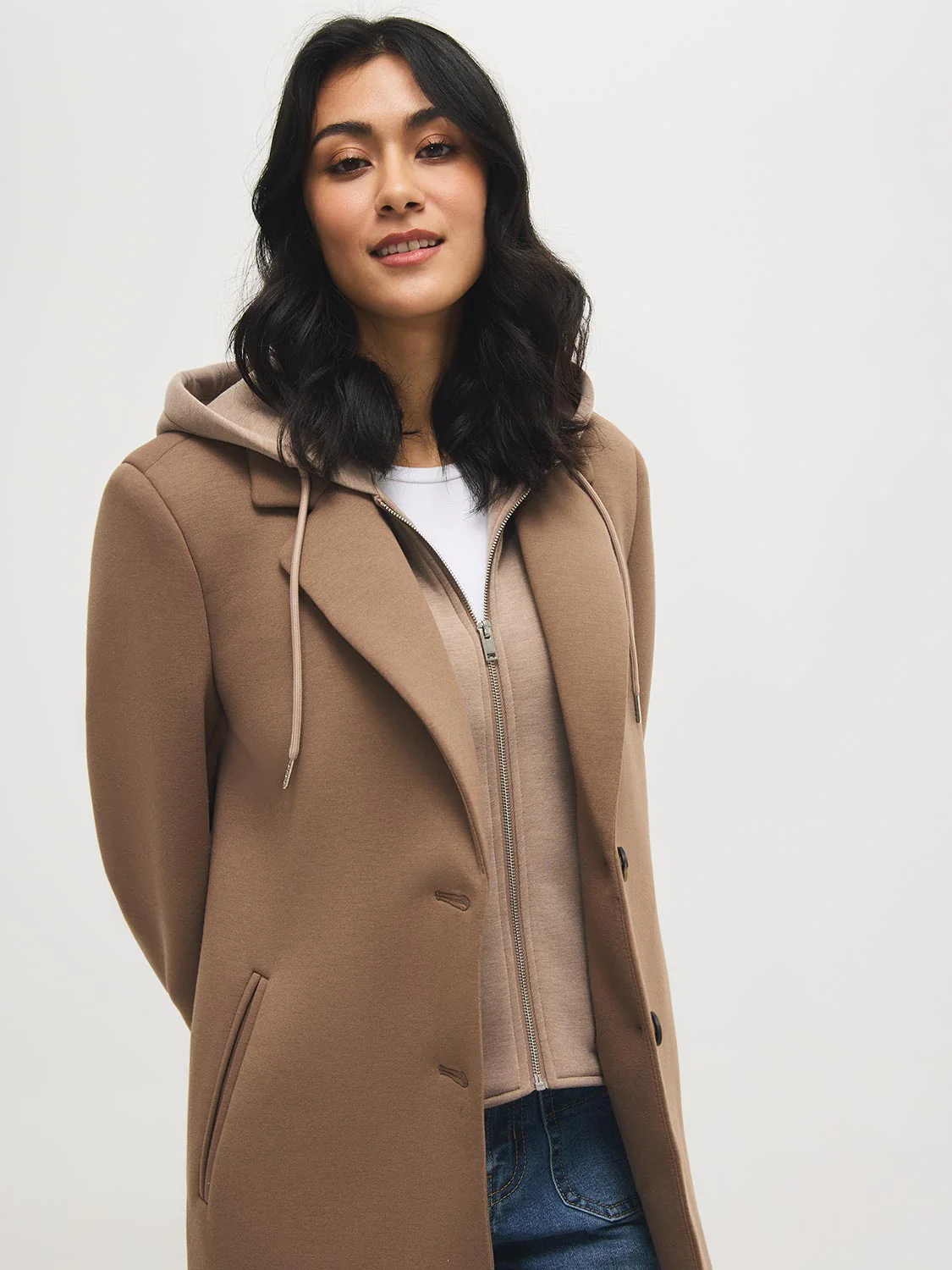 Mid-Length Coat With Removable Hood - Image 4