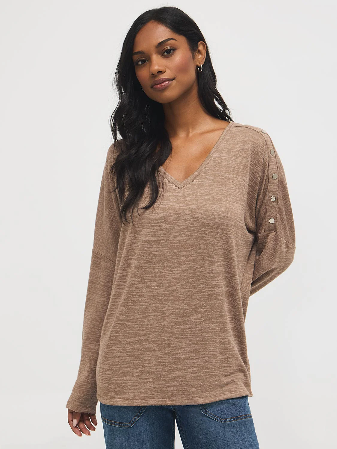 V-Neck Button-Detail Top - Image 3