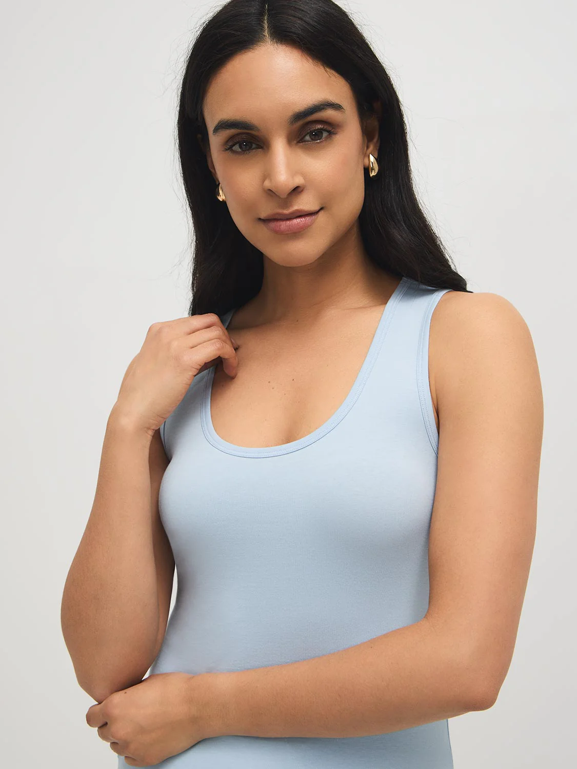 Cotton-Blend Scoop Neck Tank Top - Image 2
