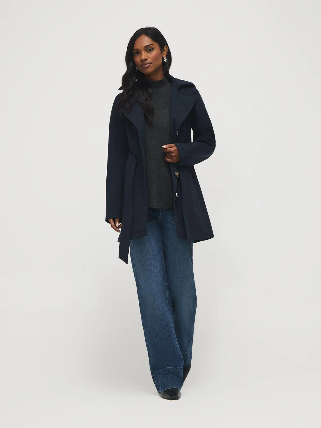 Mid-Length Hooded Trench Coat - Image 3