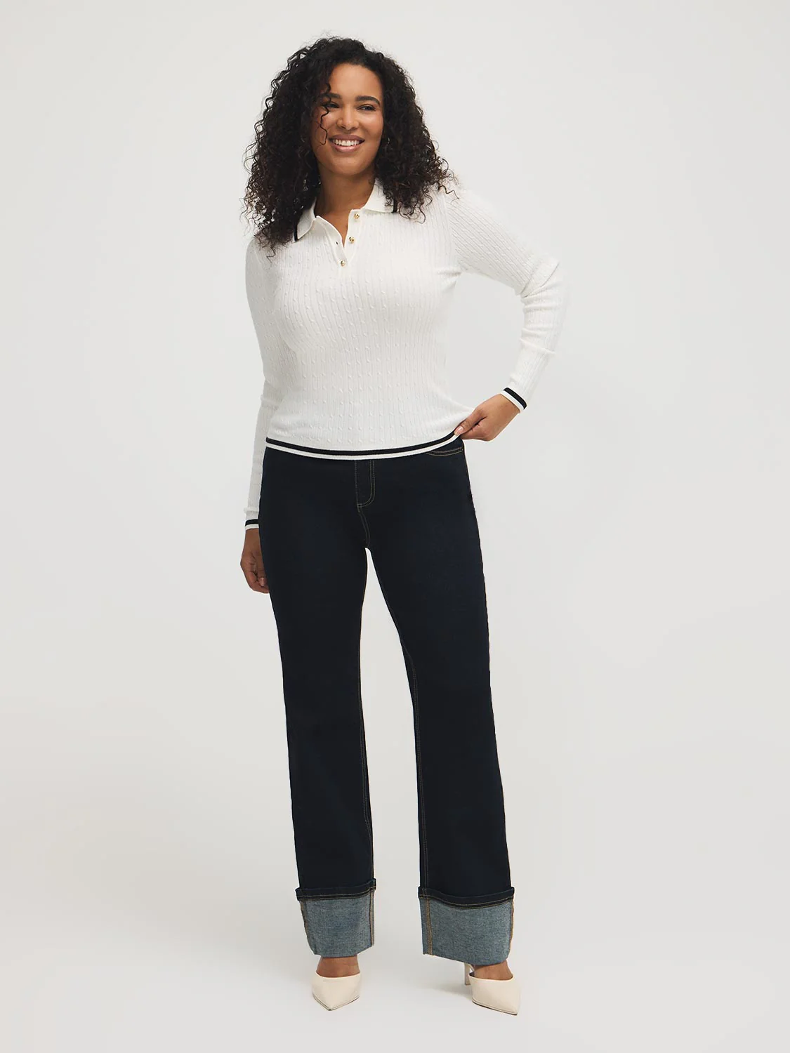 Johnny Collar Cable Knit Sweater - Image 4