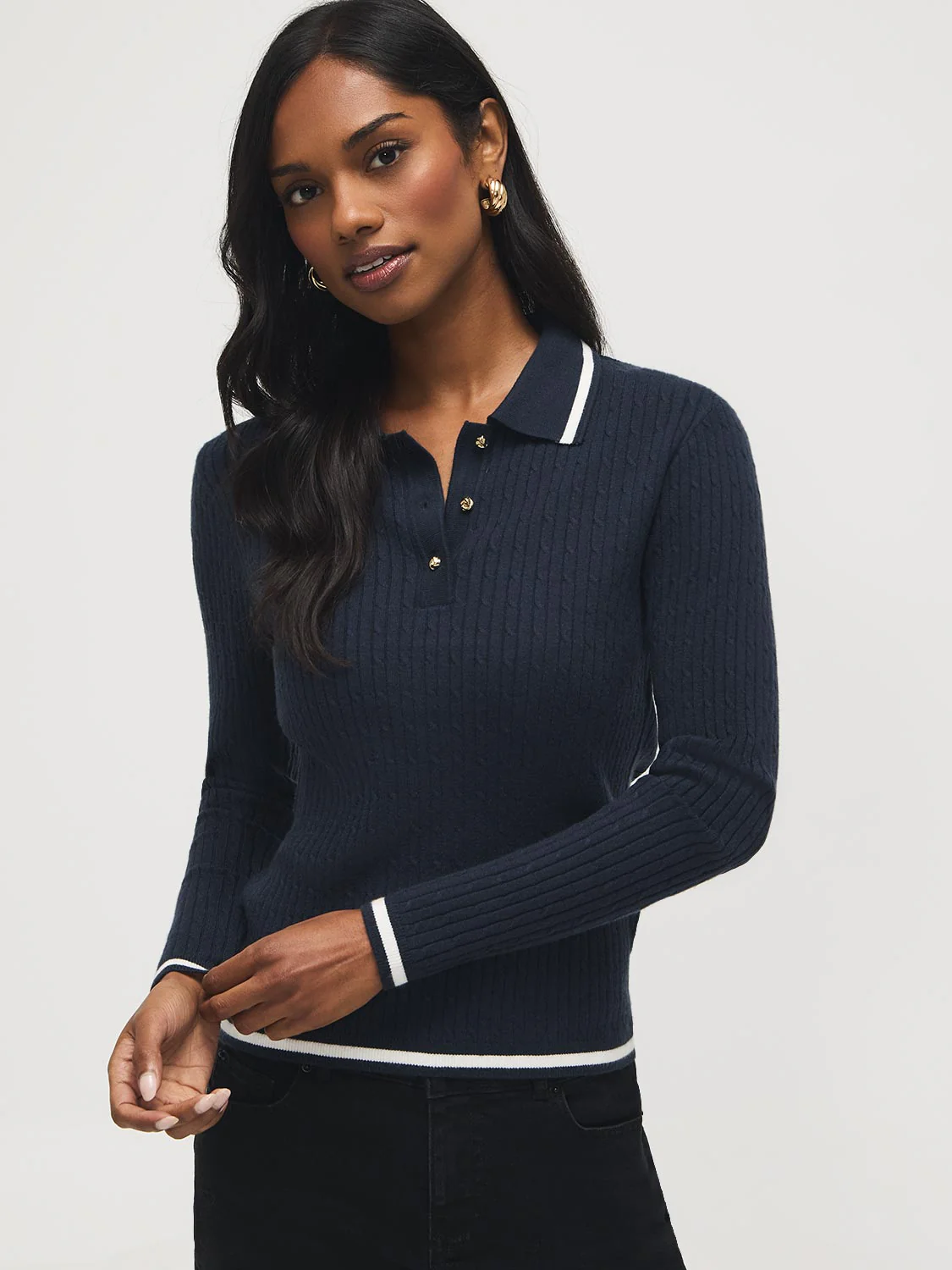 Johnny Collar Cable Knit Sweater - Image 6