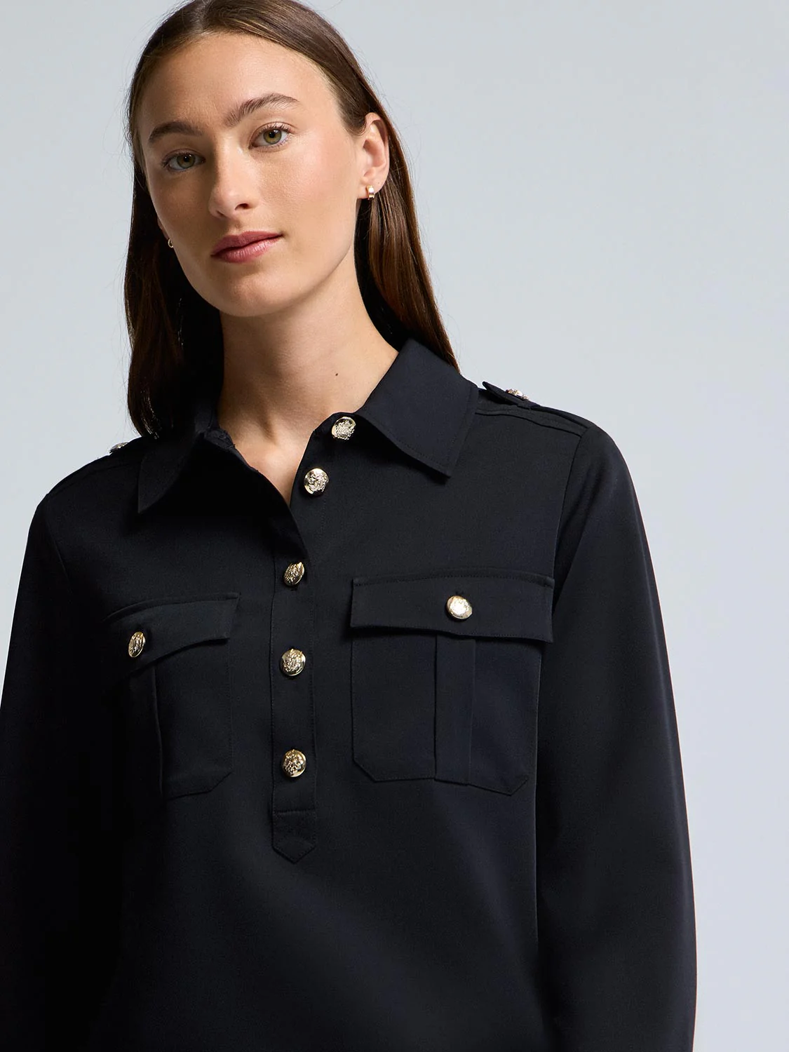Twill Popover Blouse - Image 7