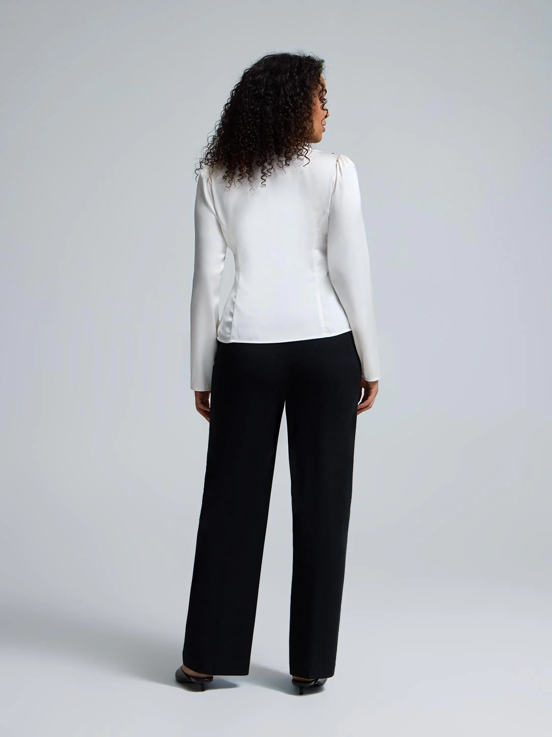 Satin-Like Lace V-Neck Blouse - Image 4