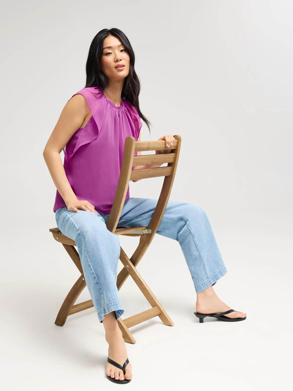 Flutter Cap Sleeve Chiffon Top - Image 3