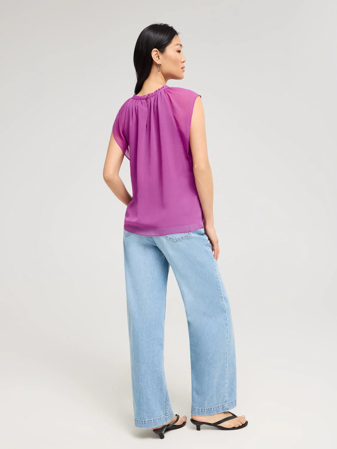 Flutter Cap Sleeve Chiffon Top - Image 4