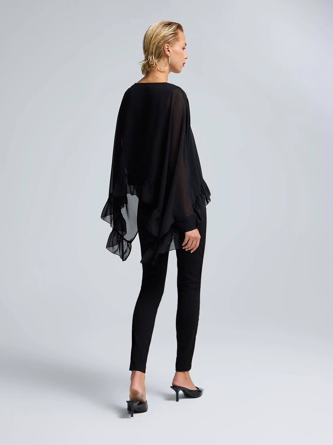 Embellished Cape Chiffon Blouse - Image 4