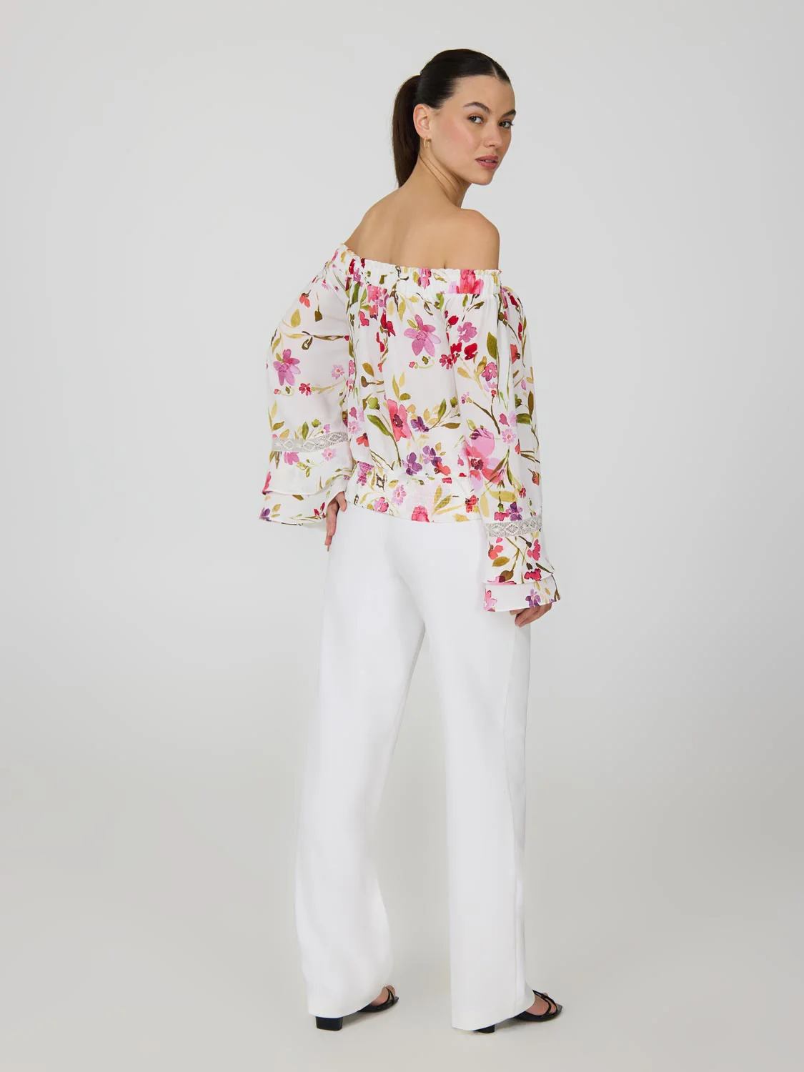 Floral Off-The-Shoulder Chiffon Top - Image 3