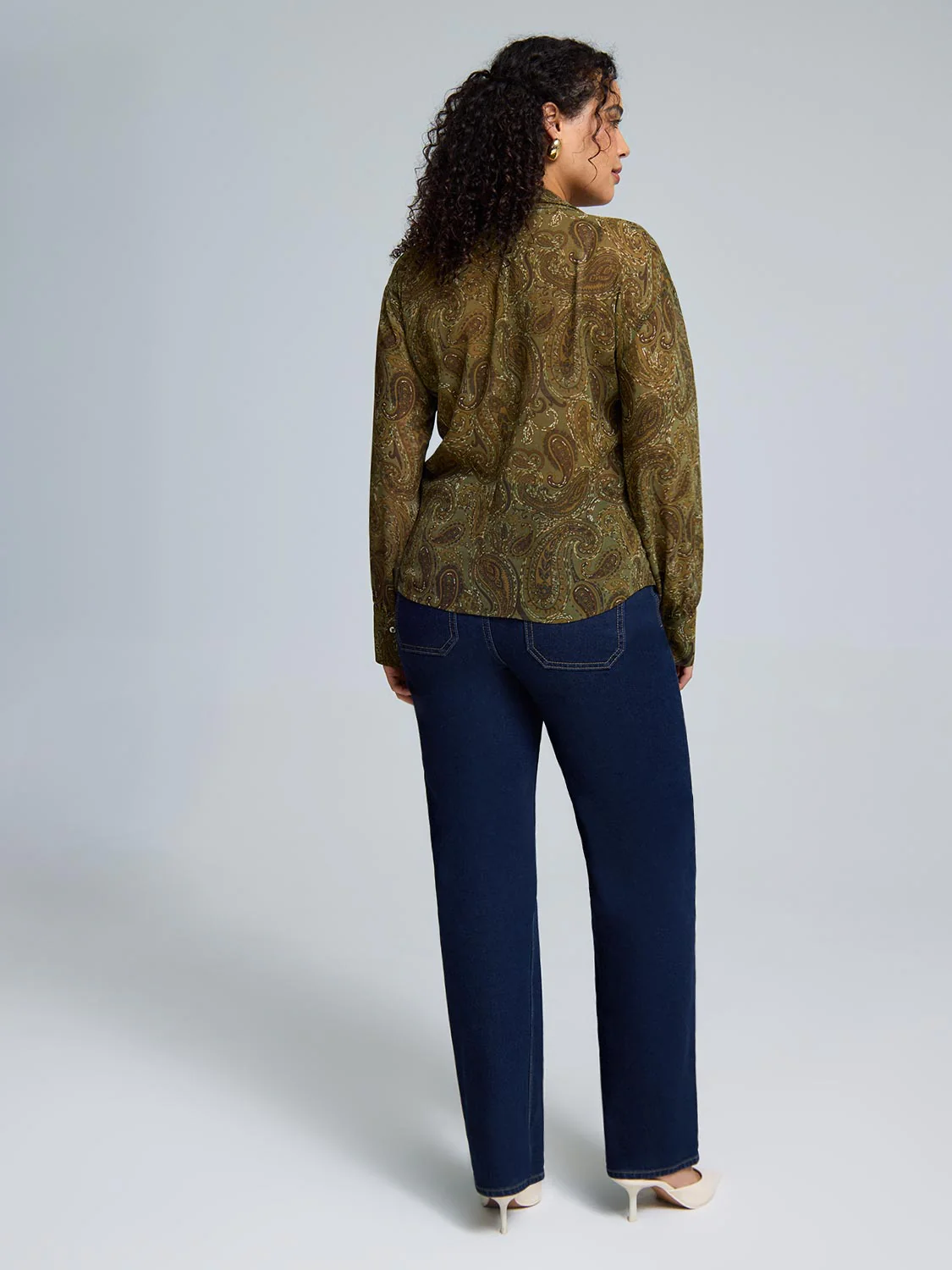 Paisley Print Chiffon Blouse With Scarf - Image 2