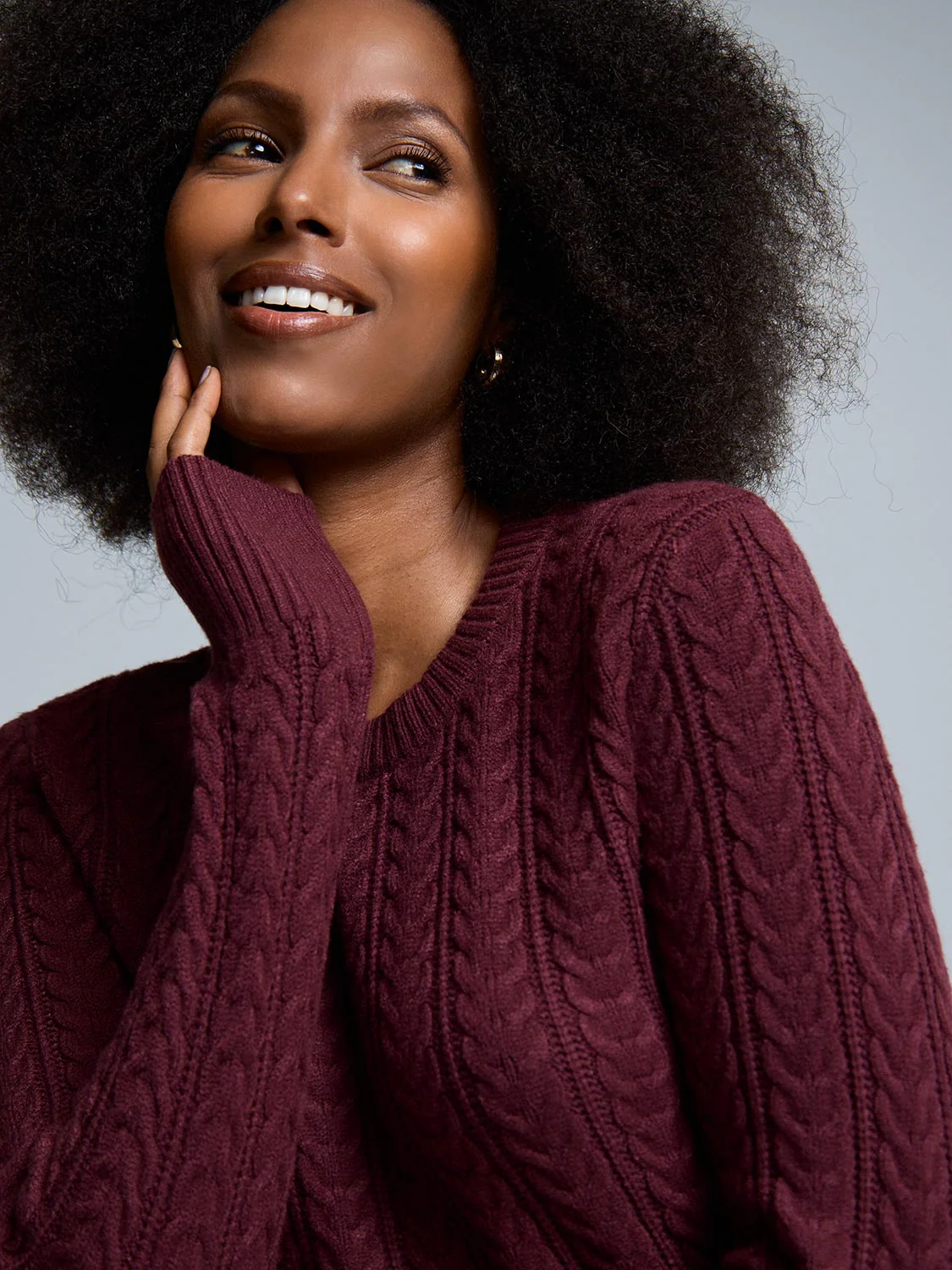 Crew Neck Cable Knit Sweater - Image 5