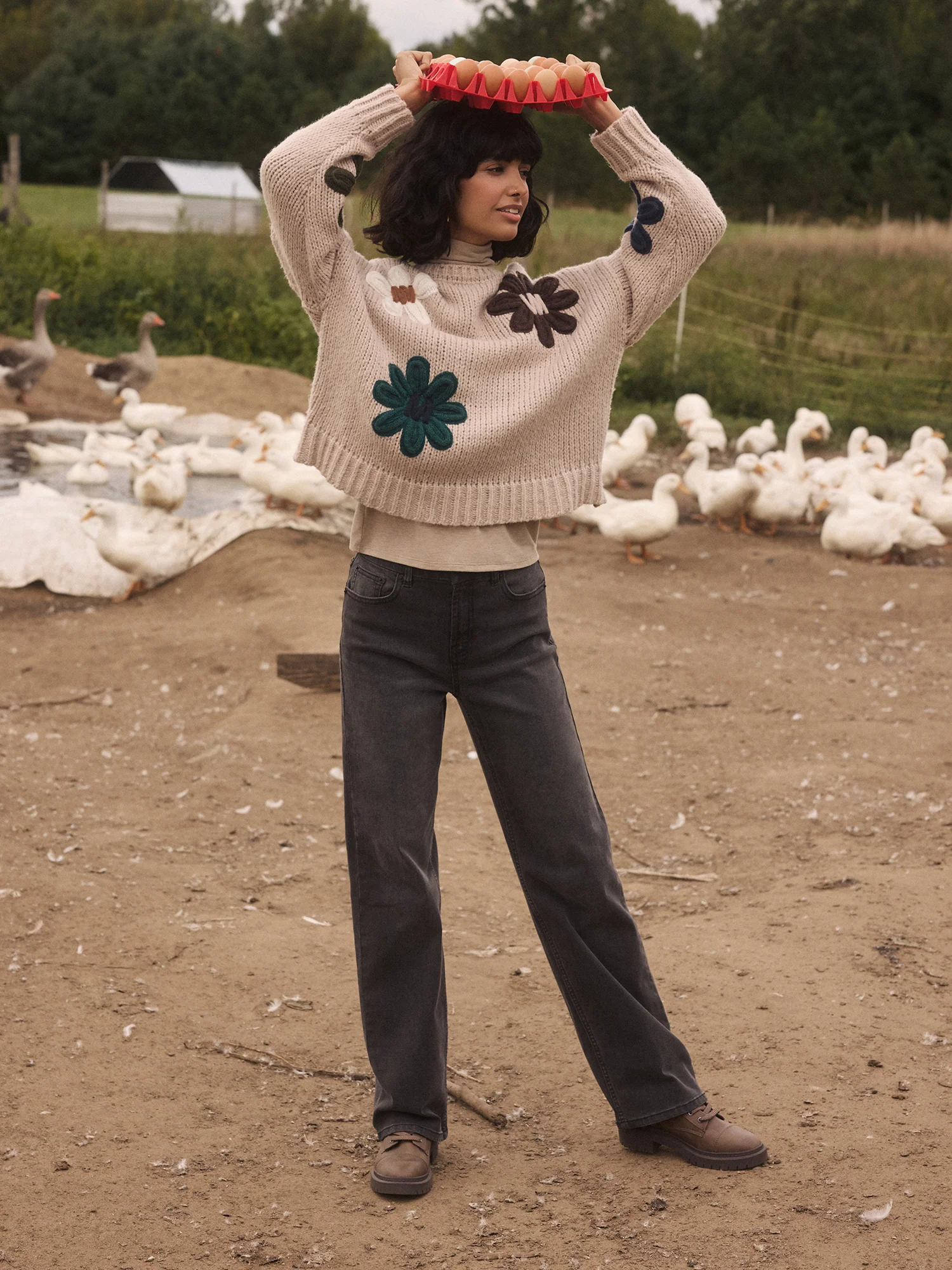 Floral Shaker Stitch Sweater - Image 5