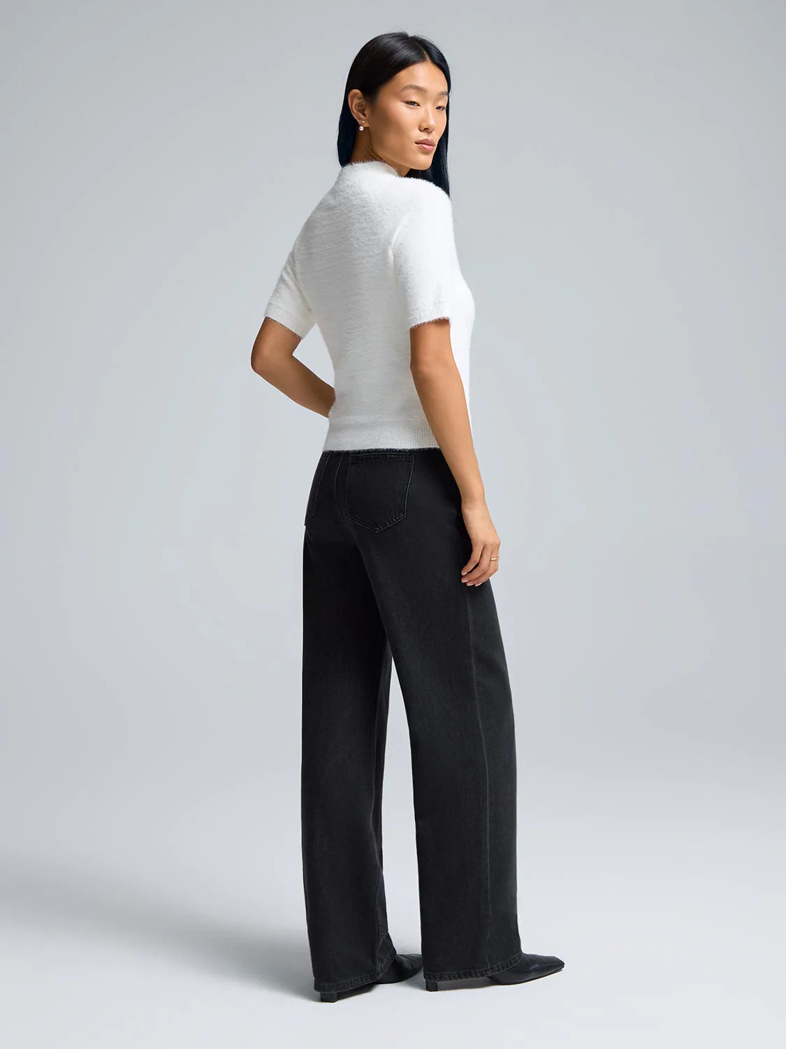 Fuzzy Mock Neck Short Sleeve Sweater - Image 13