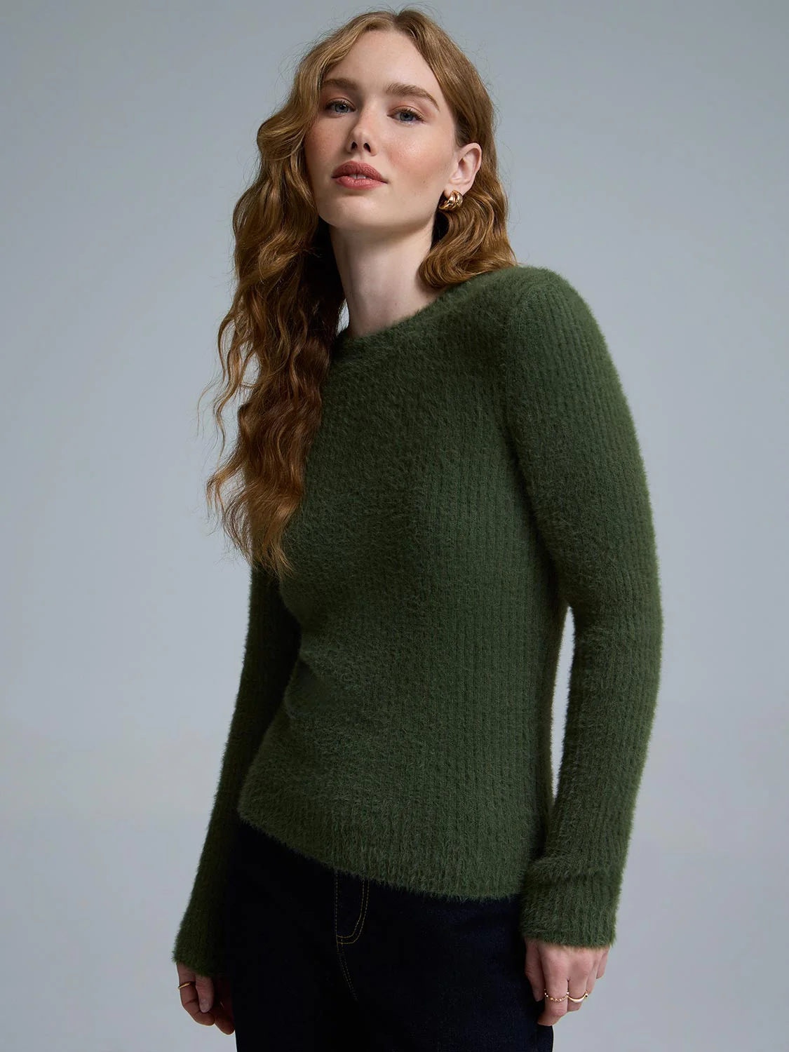 Fuzzy Crew Neck Sweater - Image 6