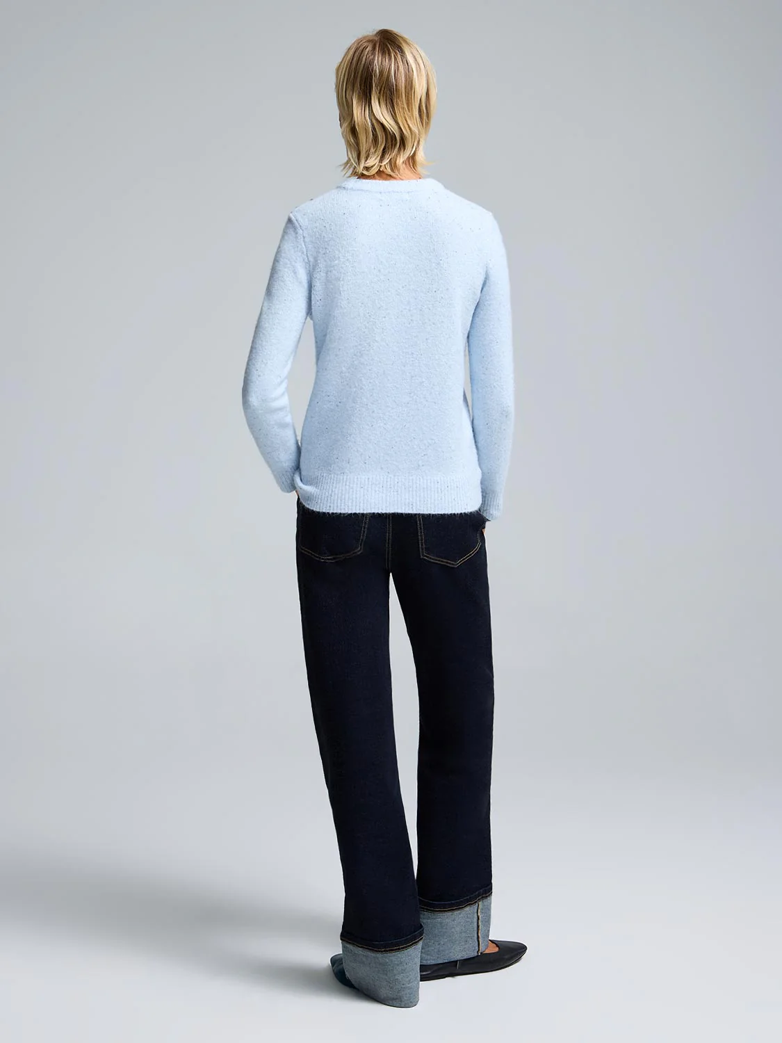 Crew Neck Sweater With Button Details - Image 3