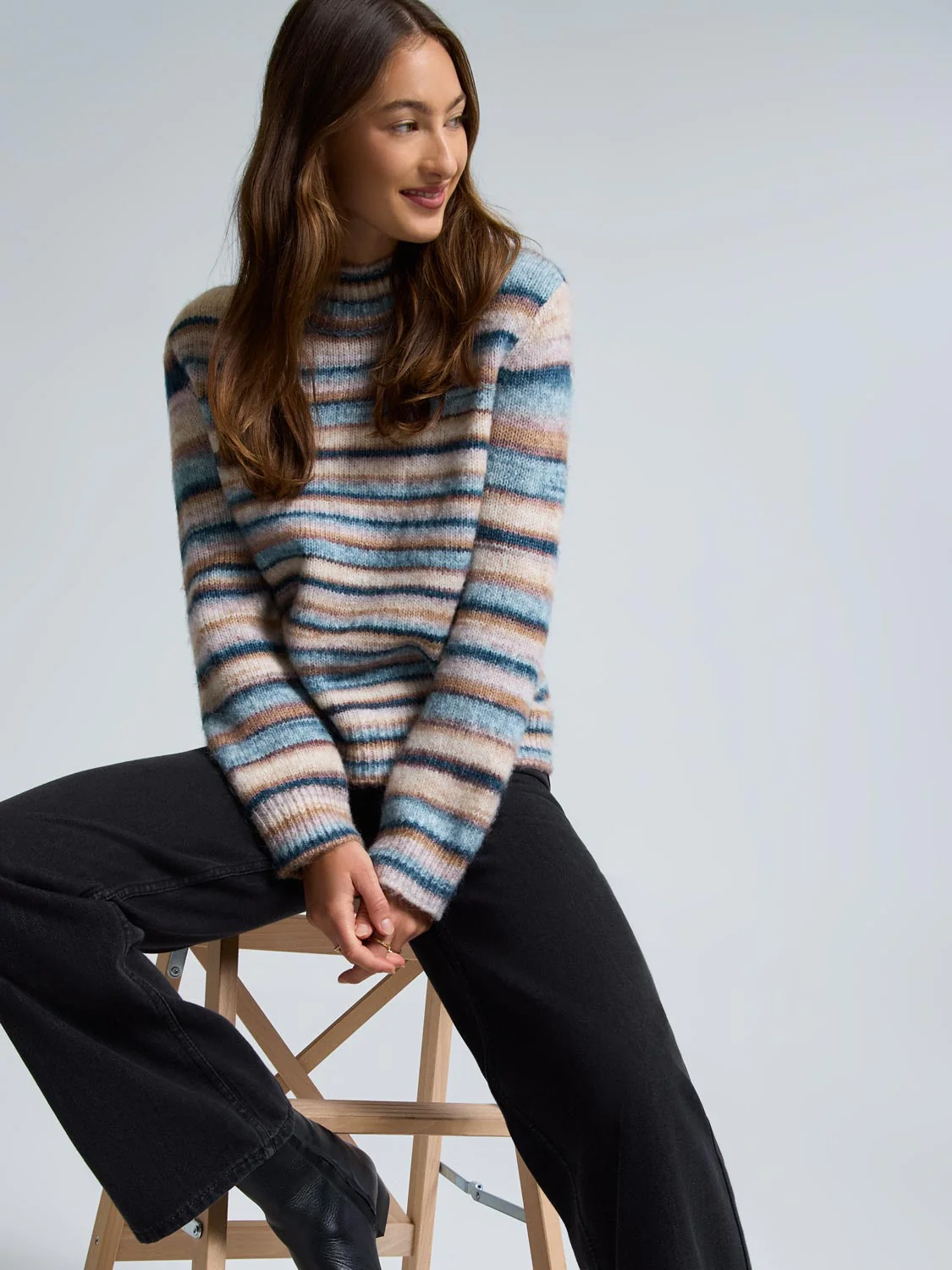 Striped Mock Neck Sweater - Image 5