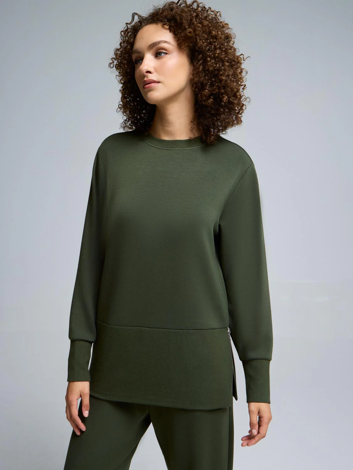Side Zipper Cloud Fleece Sweatshirt - Image 4