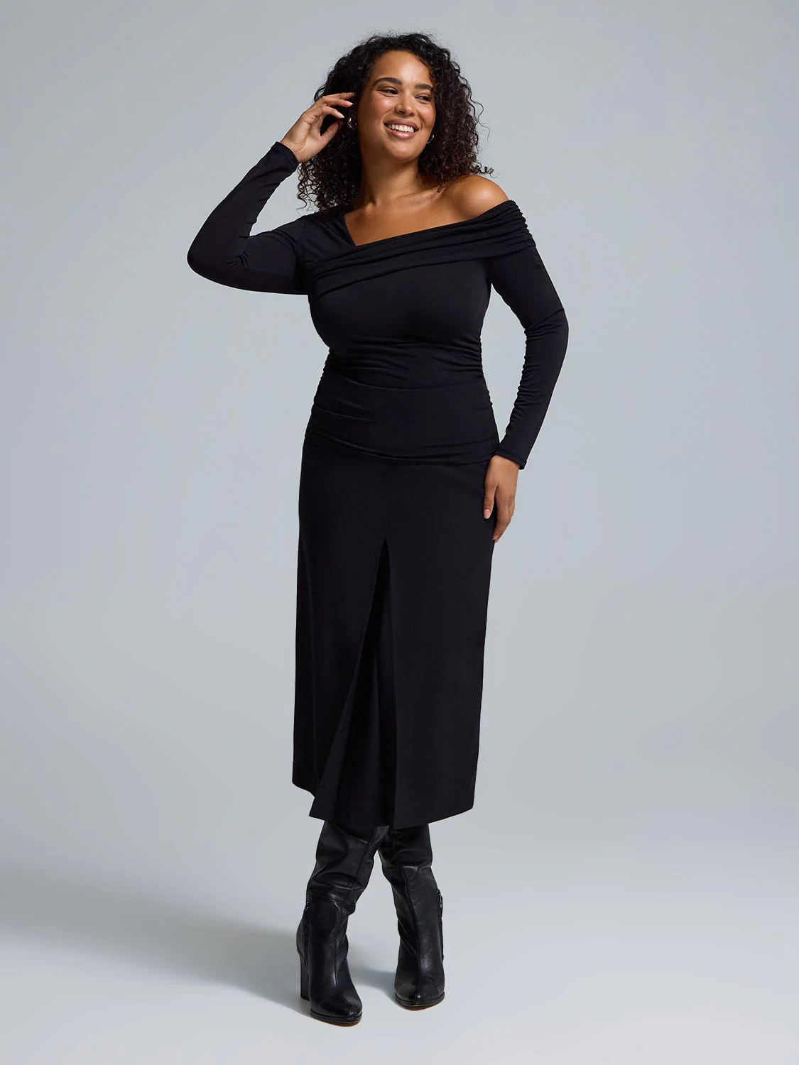 Asymmetric Foldover Neckline Top - Image 3