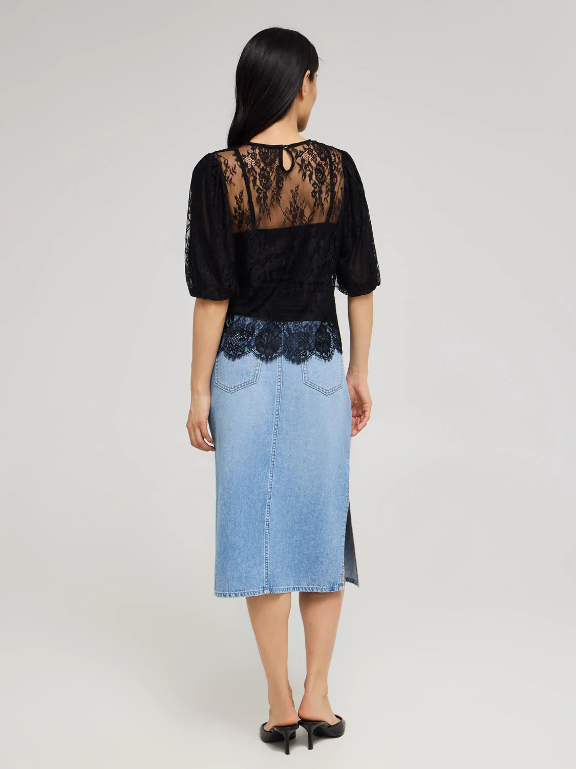 Lace Balloon Sleeve Top With Cami - Image 4