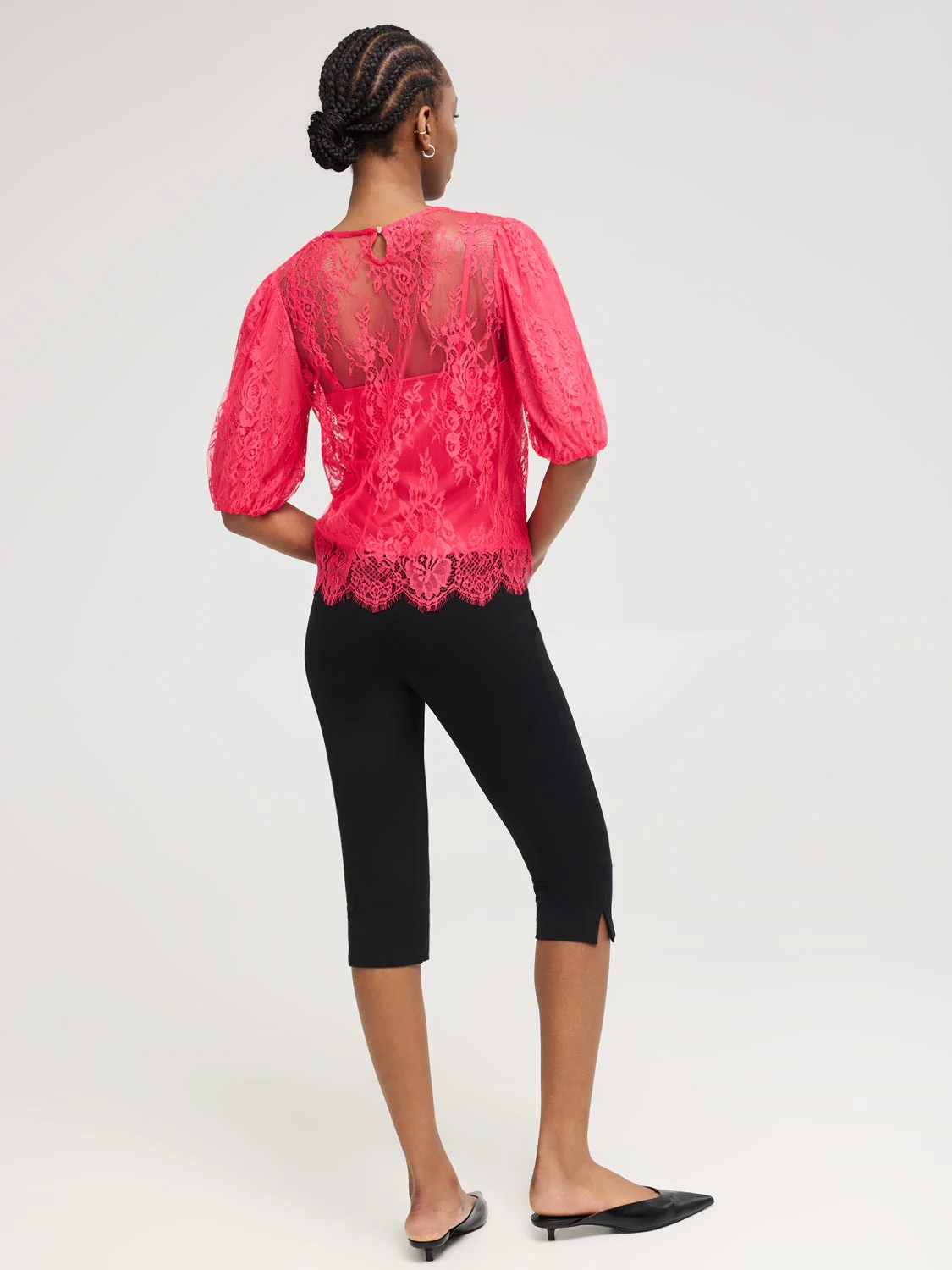Lace Balloon Sleeve Top With Cami - Image 7