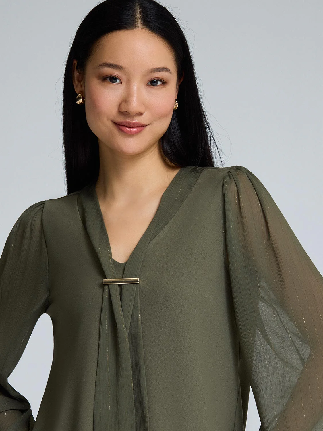 Chiffon Sleeve Metallic Top - Image 7