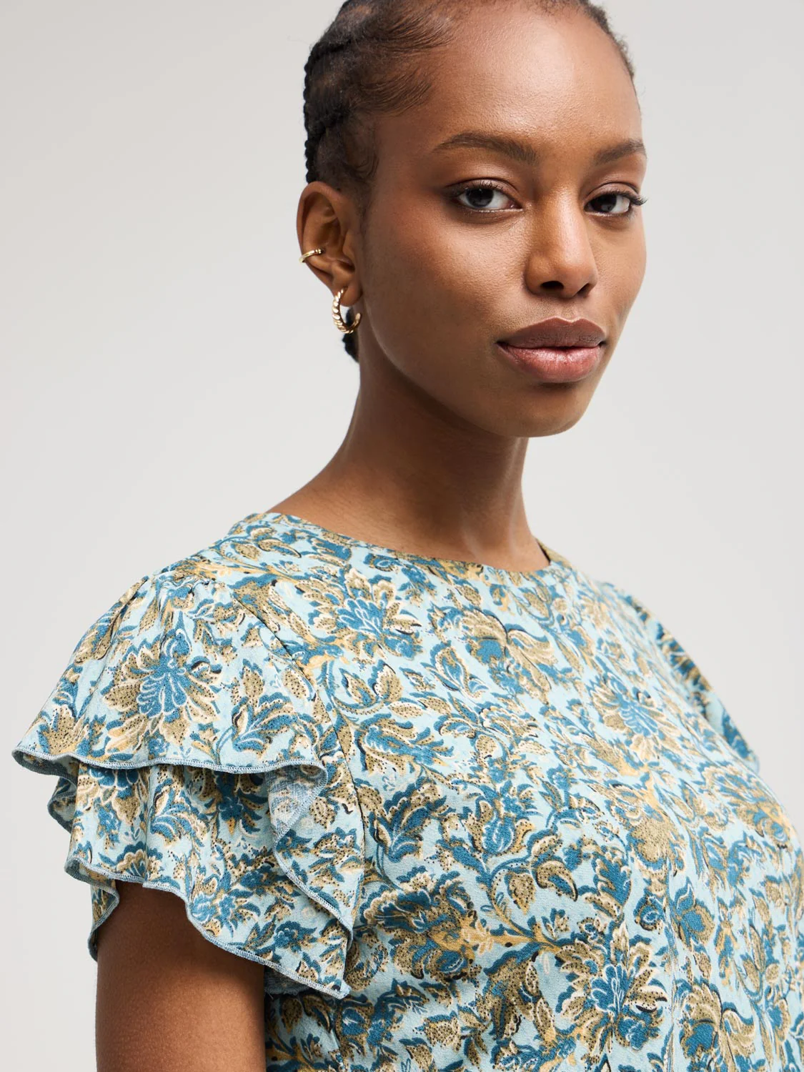 Double Ruffle Sleeve Floral Top - Image 2