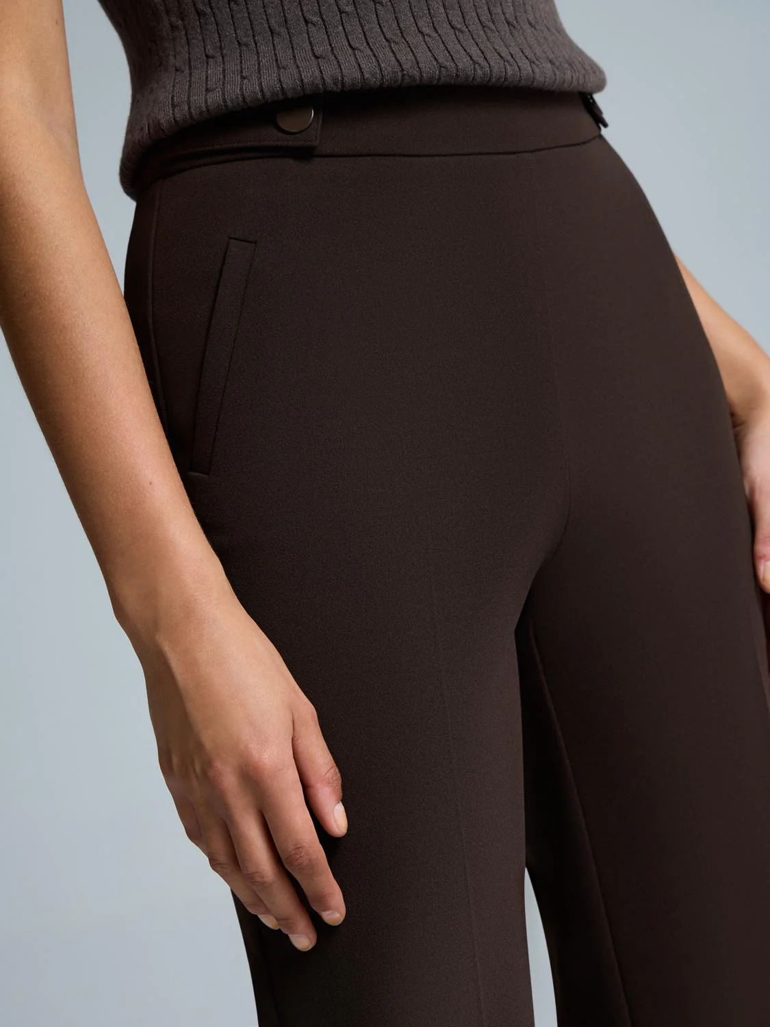 Straight Leg Clean Front Crepe Pants - Image 15