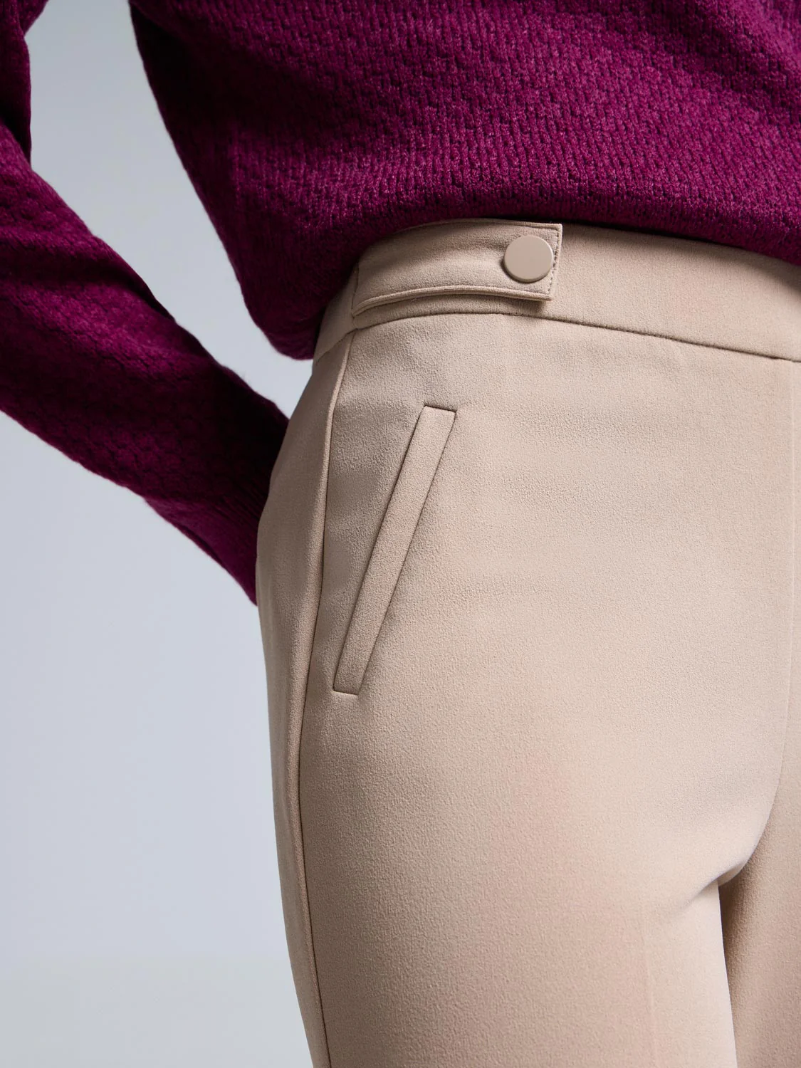 Straight Leg Clean Front Crepe Pants - Image 3