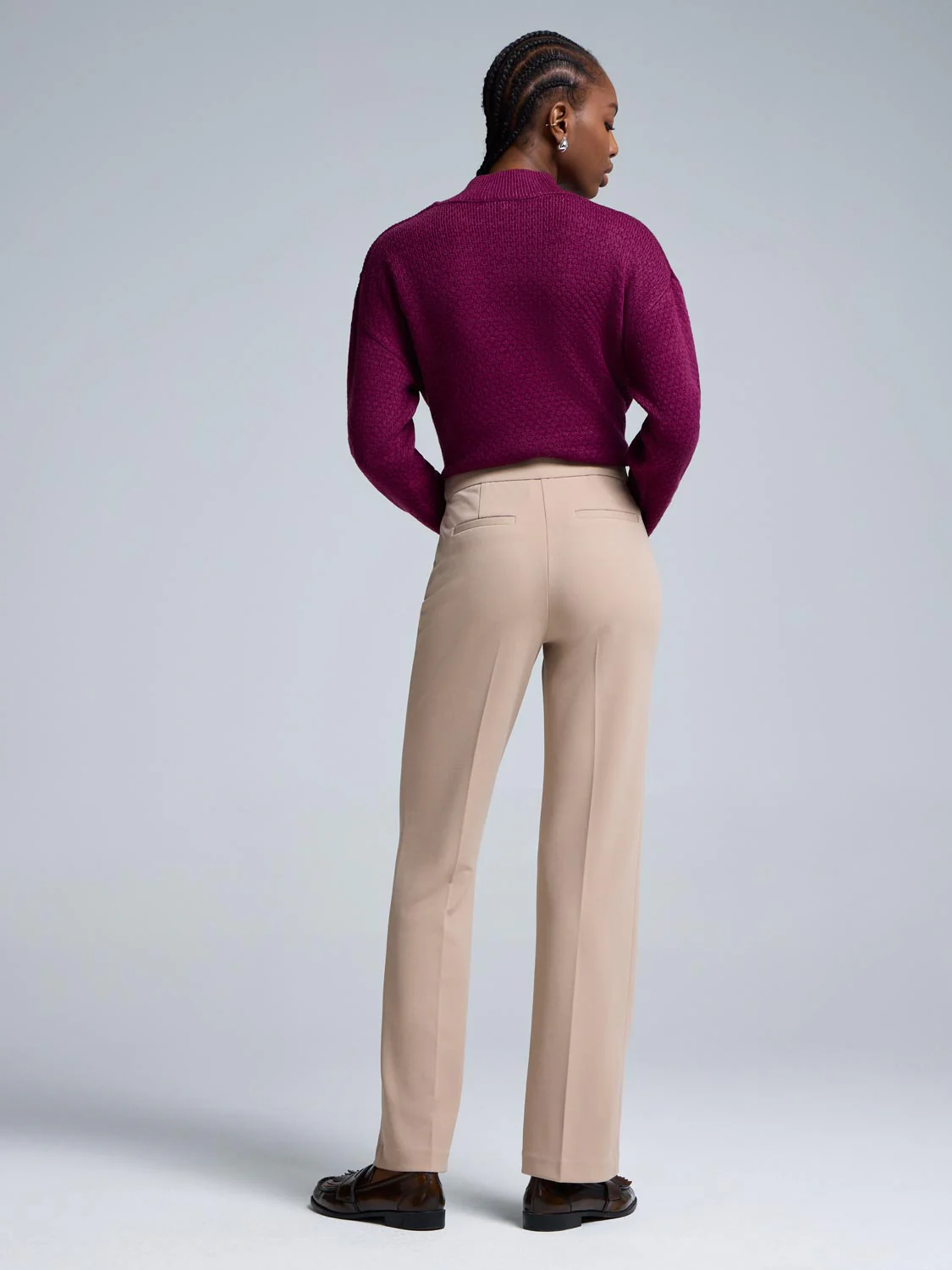Straight Leg Clean Front Crepe Pants - Image 4