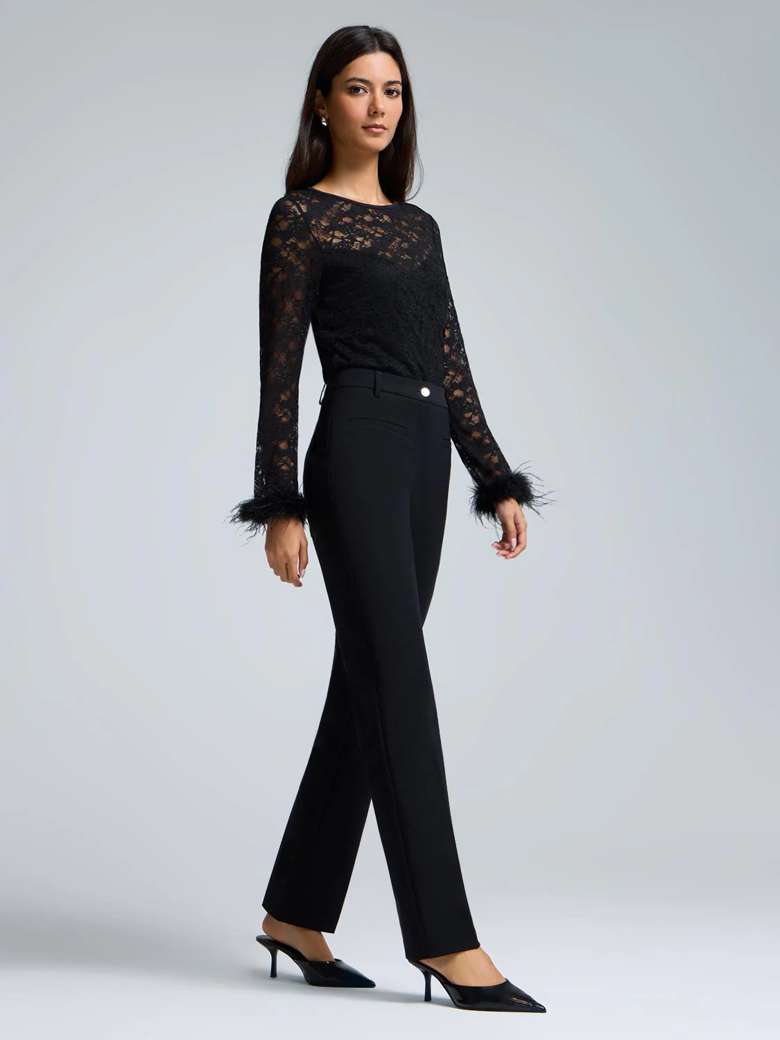 Mid-Rise Straight Leg Stretch Pants - Image 7