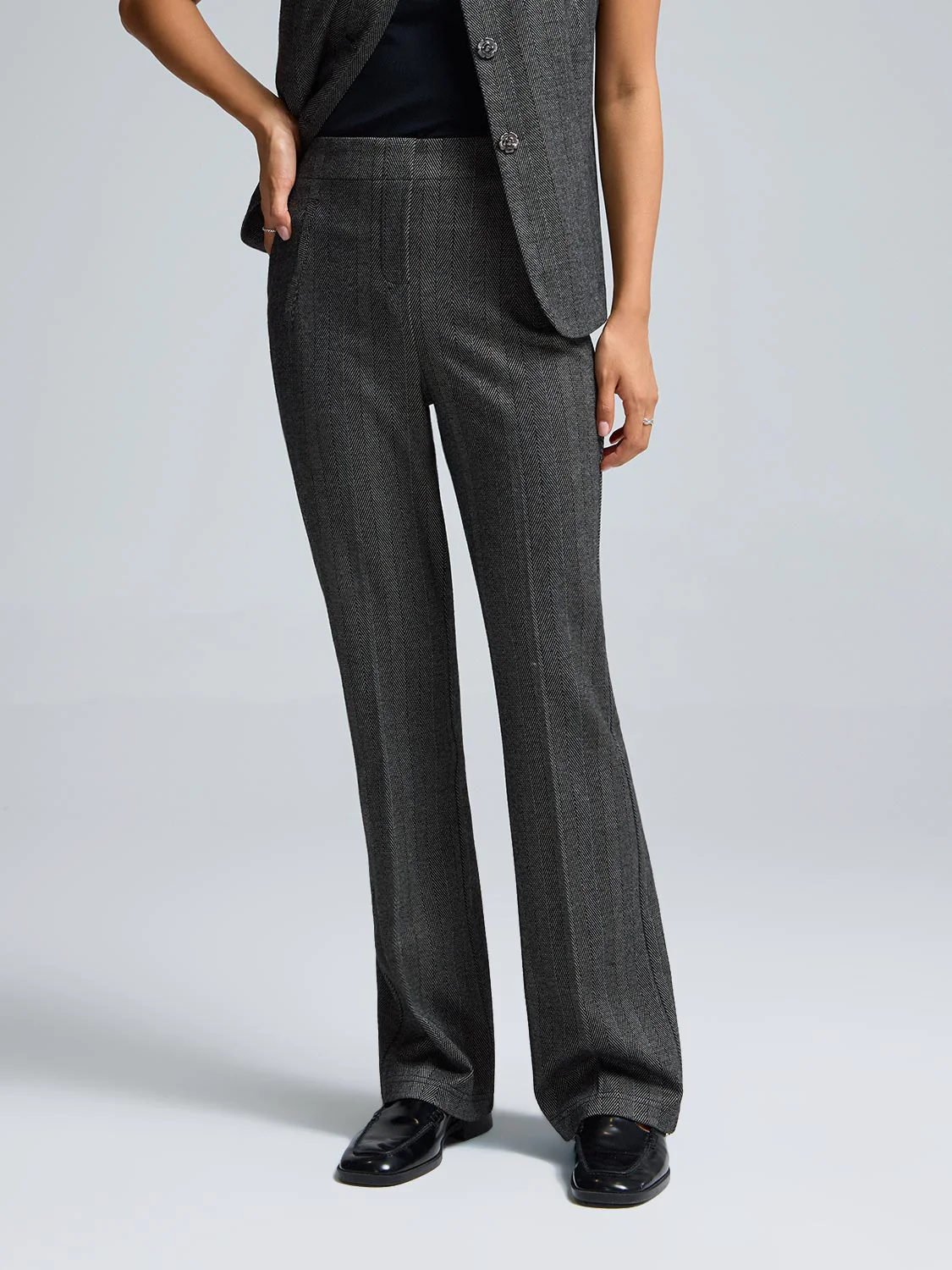 Striped Jacquard Flare Leg Pants