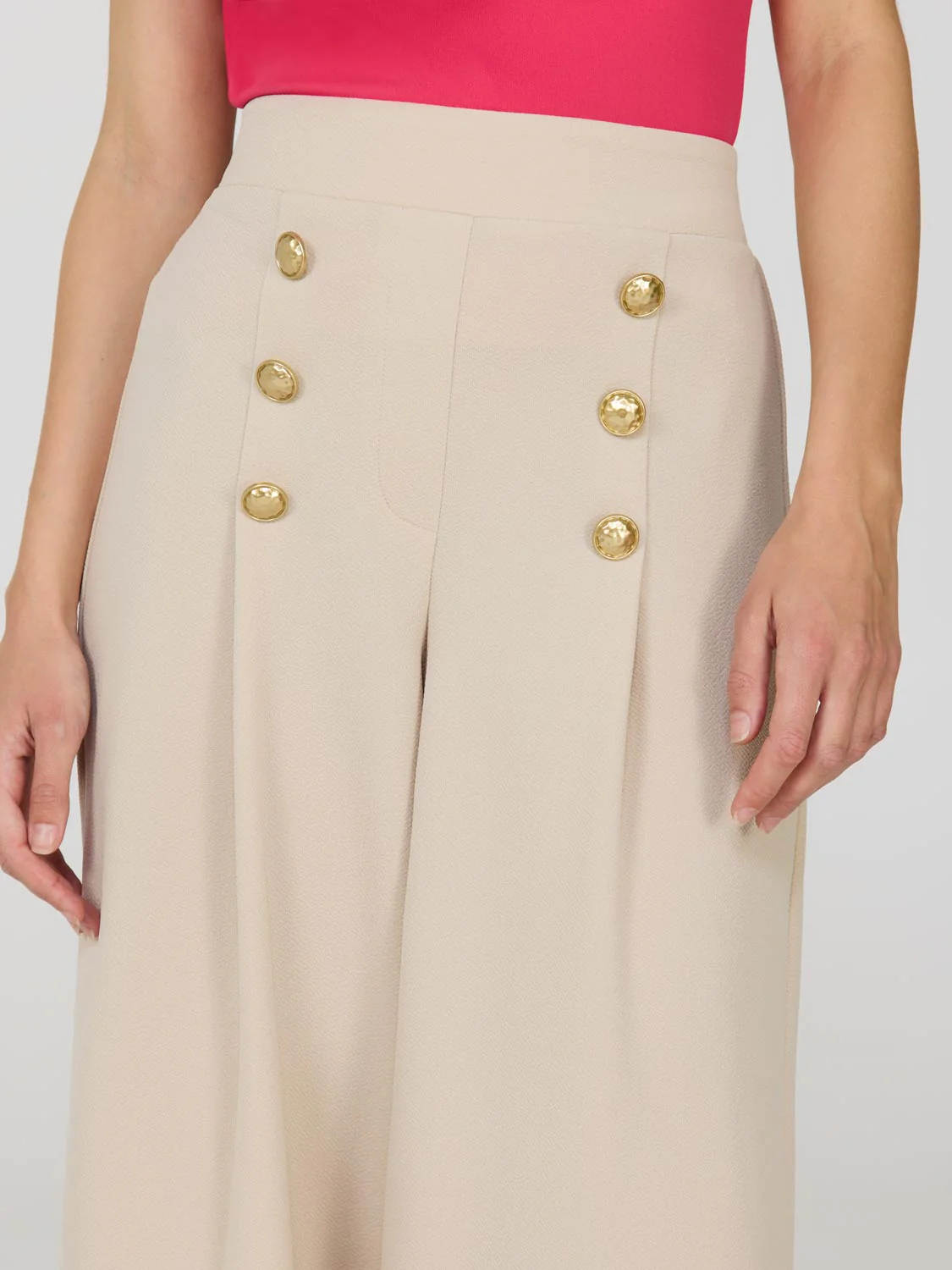 Wide-Leg Gaucho Pants With Button Details - Image 7