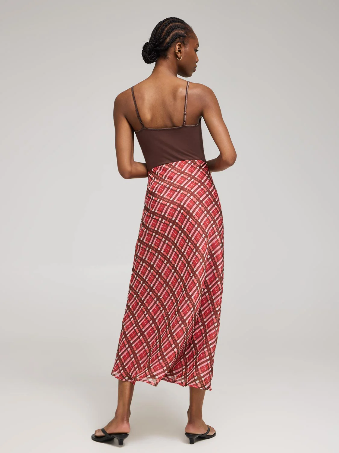 Plaid Chiffon Skirt - Image 3