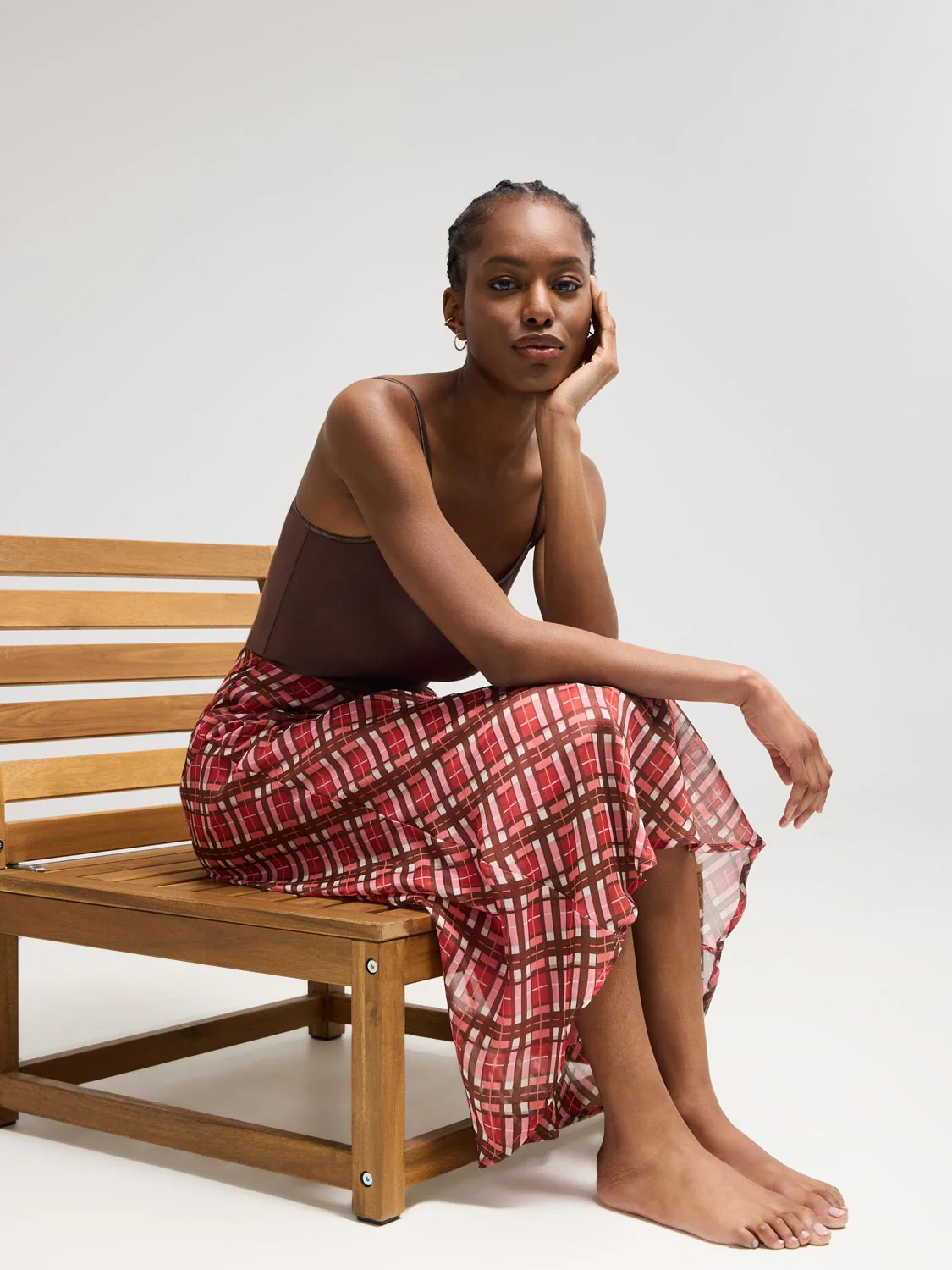 Plaid Chiffon Skirt - Image 4