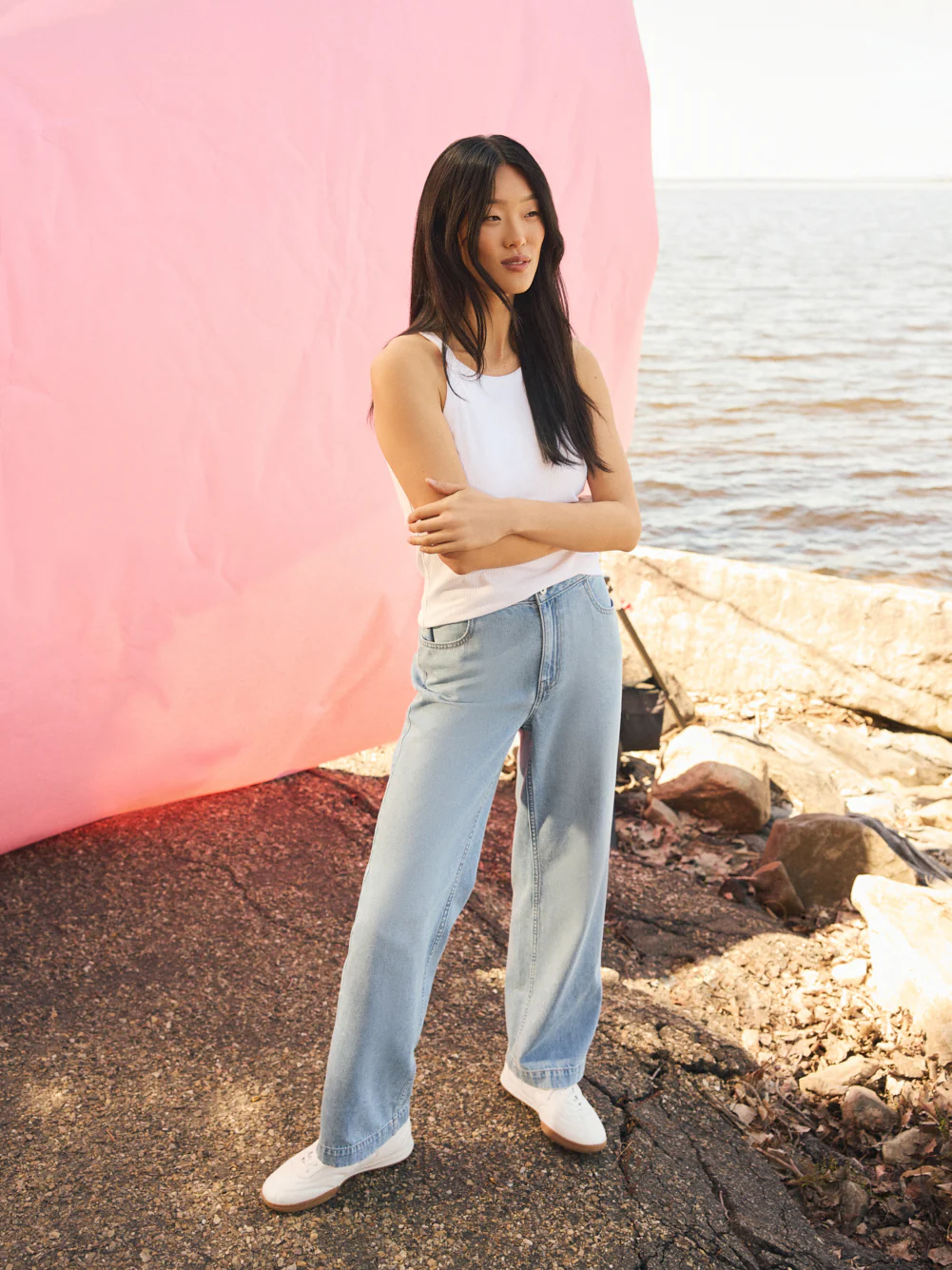 Metal Trim Straight Leg Cotton Jeans - Image 6