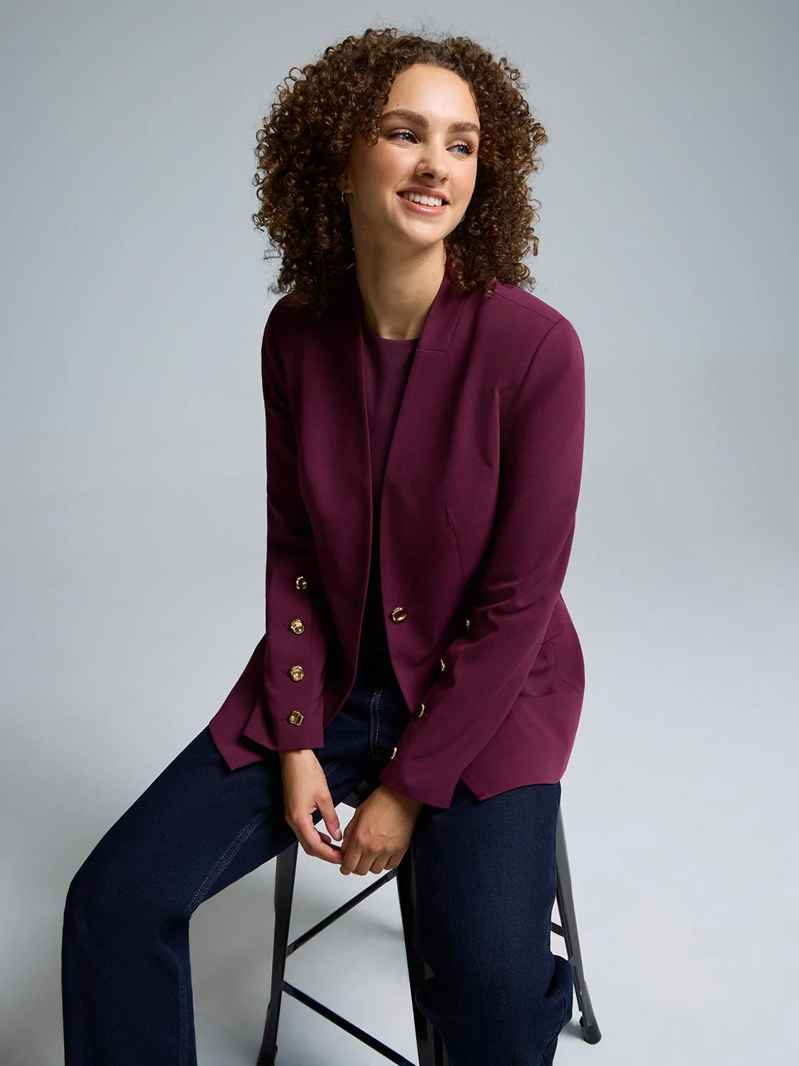 Crepe High Neck Blazer - Image 4