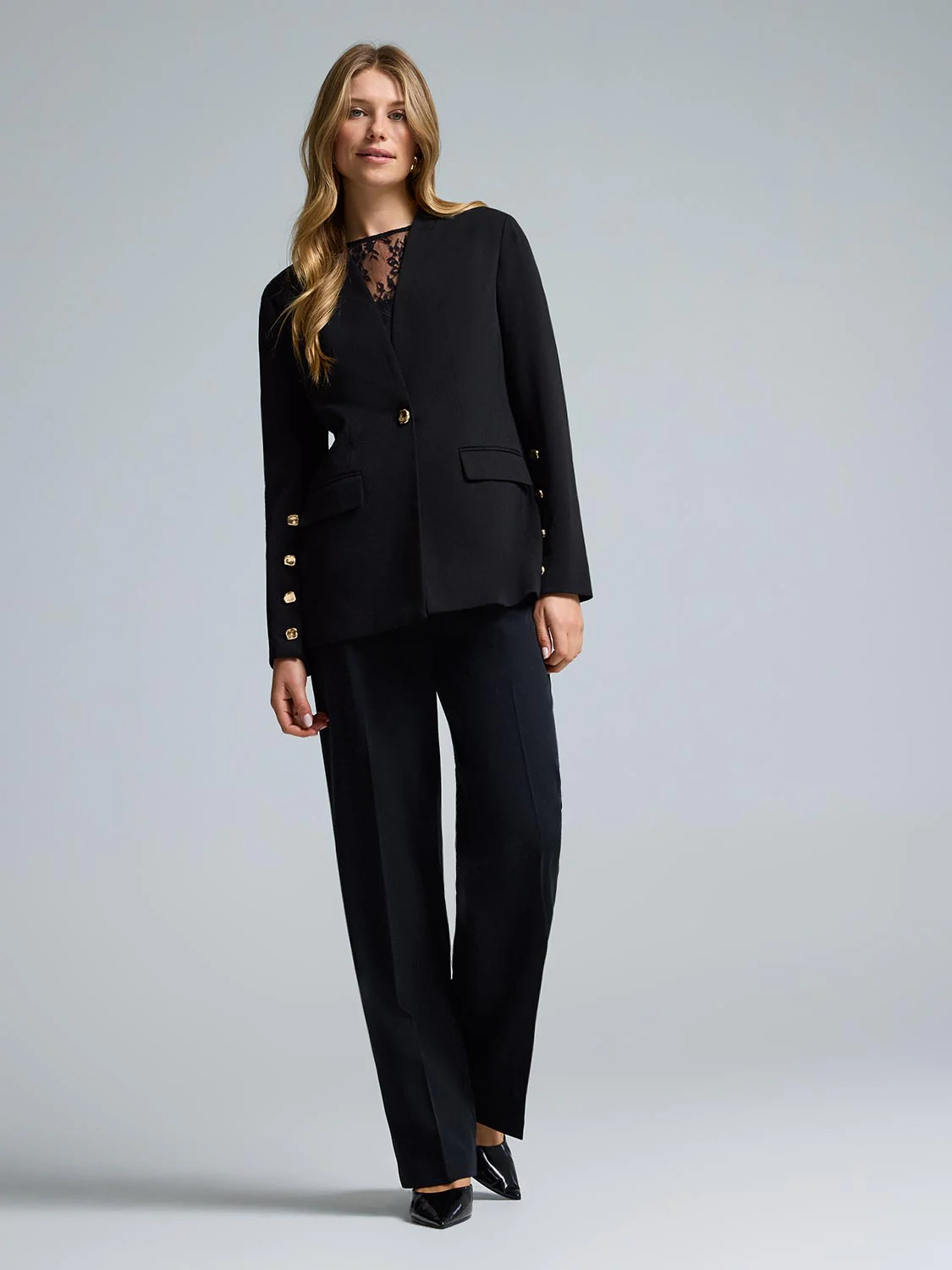 Crepe High Neck Blazer - Image 6