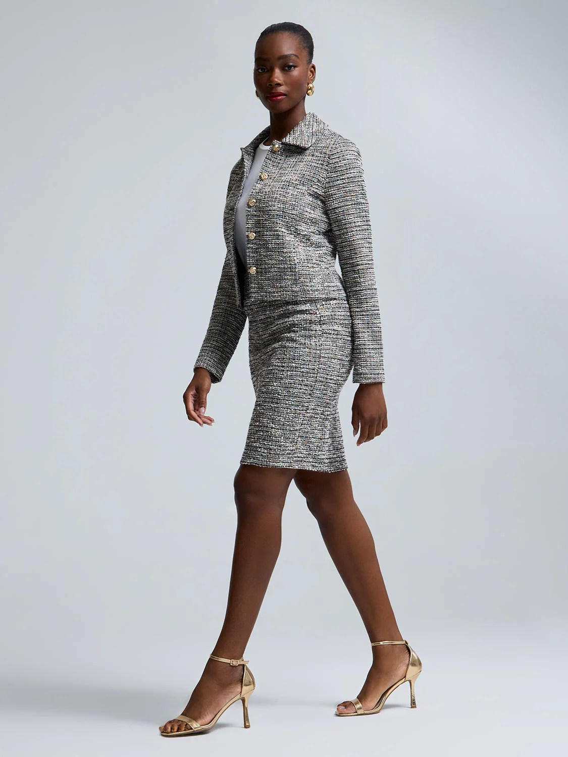 Sequin Boucle Cropped Blazer - Image 3