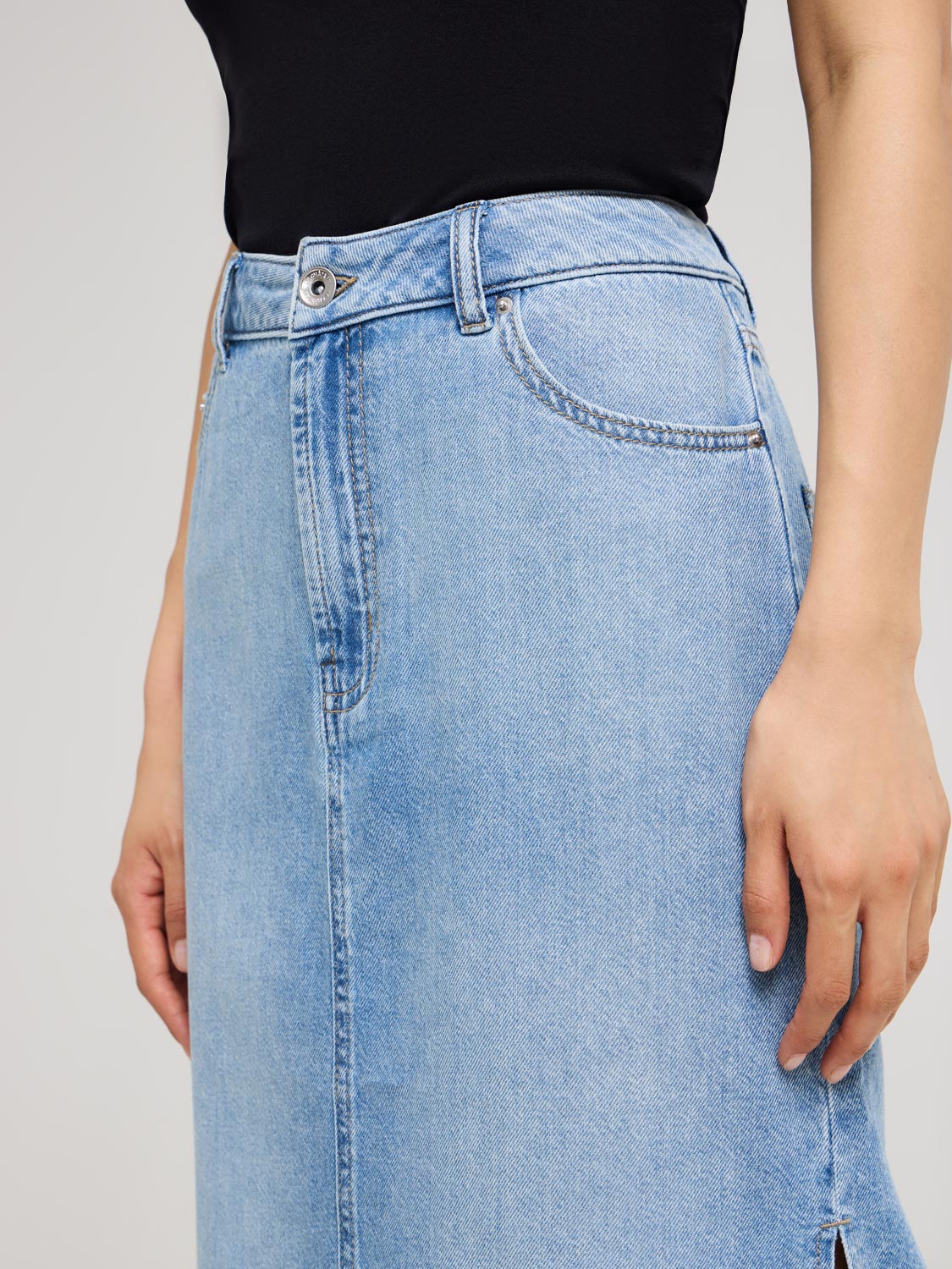 Long Cotton Denim Skirt - Image 4
