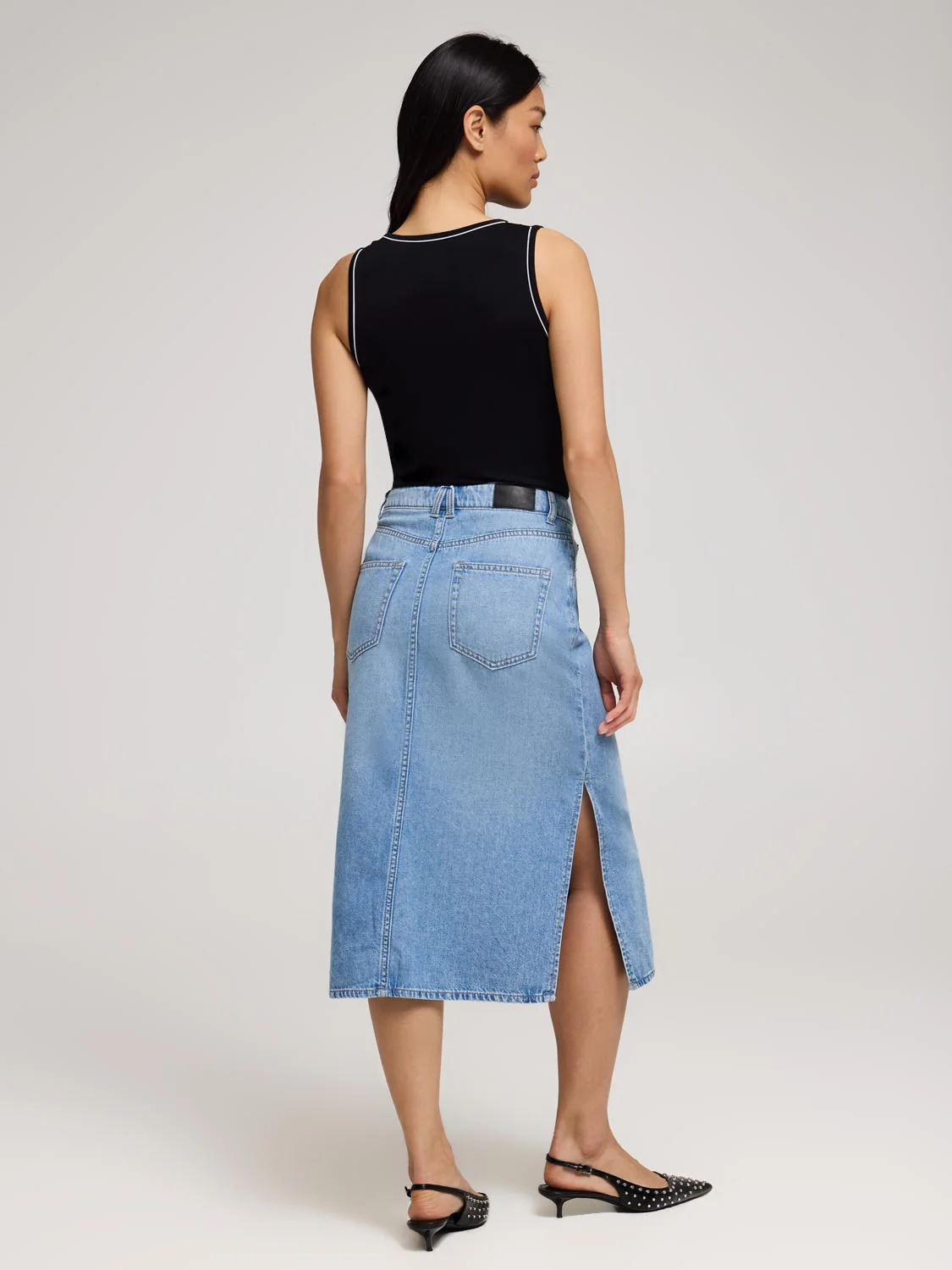 Long Cotton Denim Skirt - Image 5